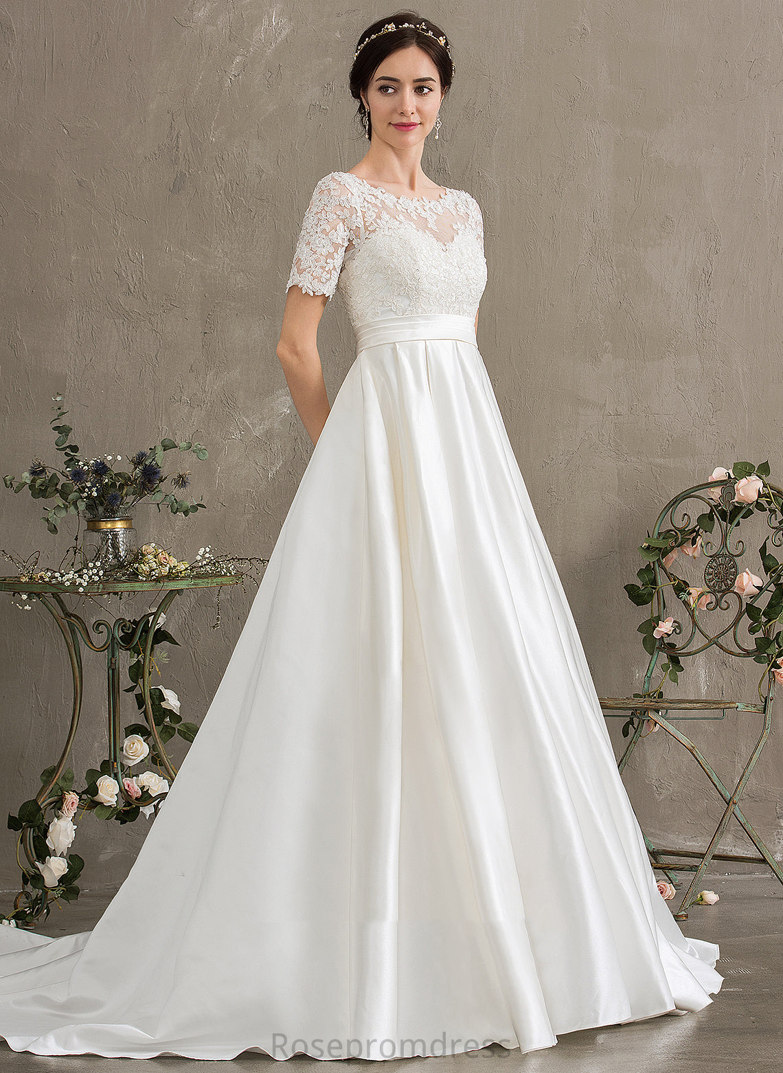 With Satin Wedding Dresses Chaya Dress Lace Sequins Pockets Beading Ball-Gown/Princess Train Court Wedding