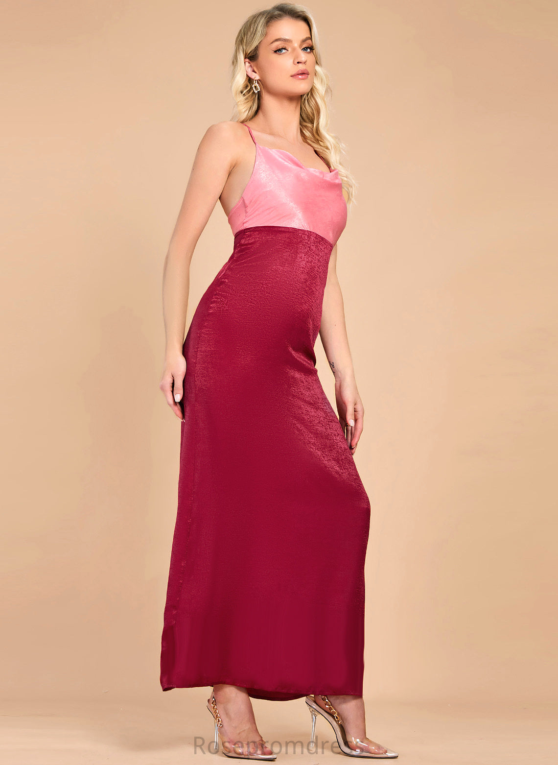 Satin Midi Elegant Sleeveless V-Neck Club Dresses A-line Dresses Macy