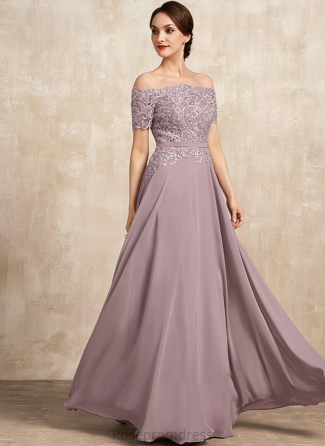 Bride the Beading Dress Chiffon of Lace With Off-the-Shoulder A-Line Mother of the Bride Dresses Piper Sequins Mother Floor-Length