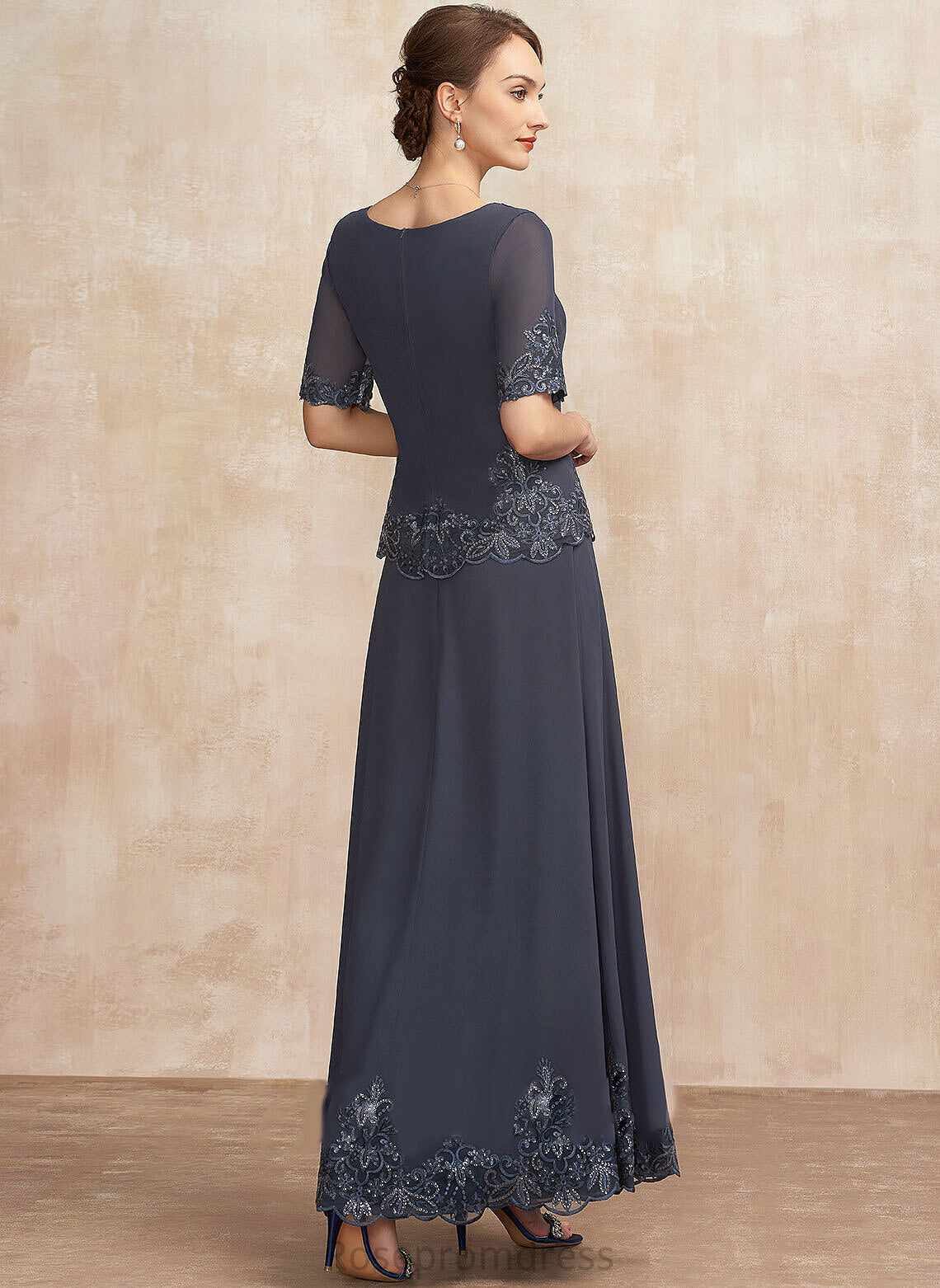 Mother of the Bride Dresses Mother Lace the V-neck Bride Chiffon of Ankle-Length With A-Line Brianna Dress Sequins