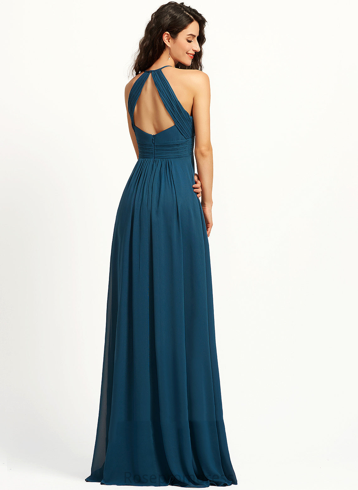 Fabric Neckline A-Line Floor-Length Silhouette Embellishment Length ScoopNeck Ruffle Noelle Bridesmaid Dresses