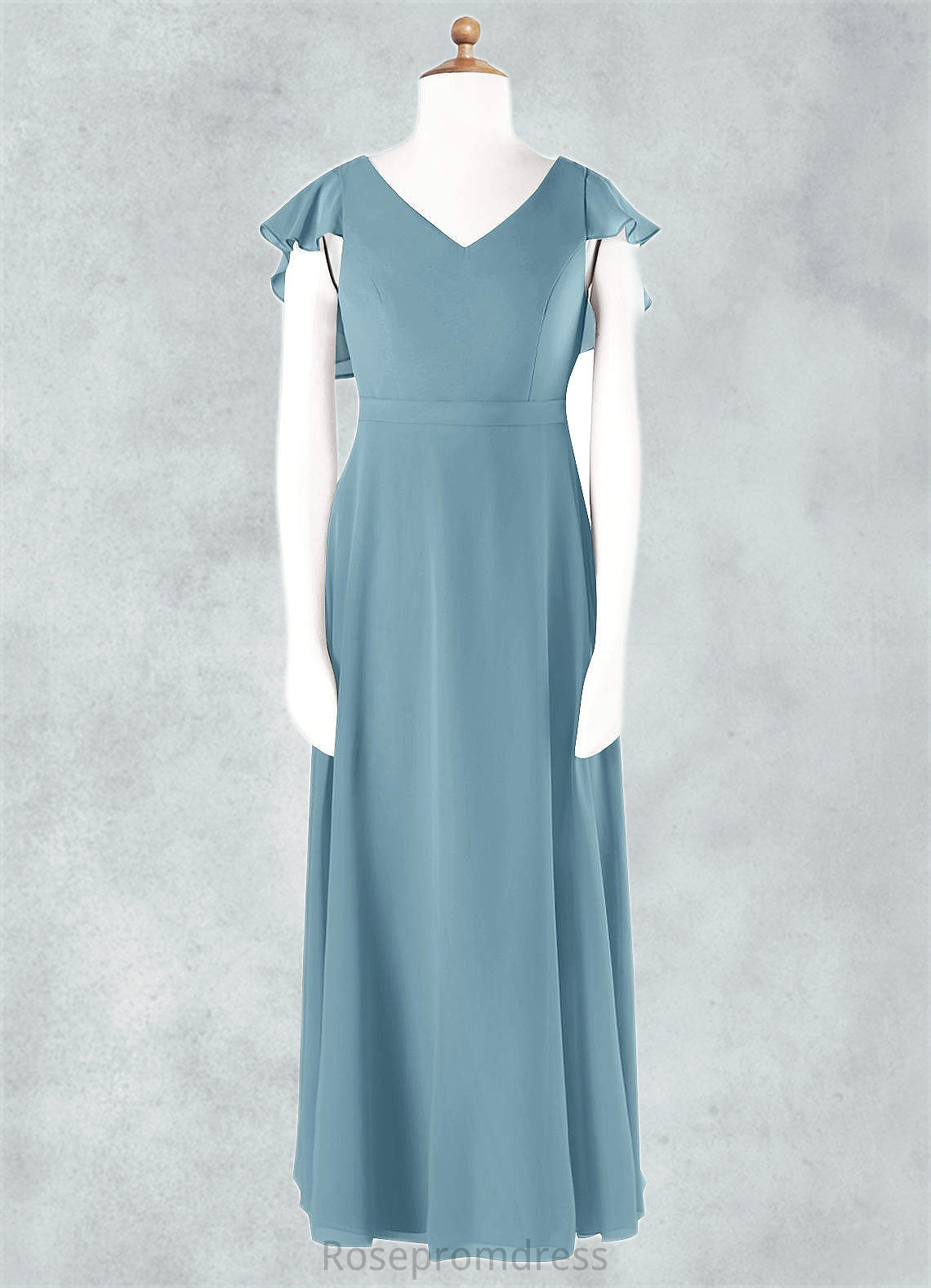 Amiah A-Line Ruched Chiffon Floor-Length Junior Bridesmaid Dress SRSP0020005