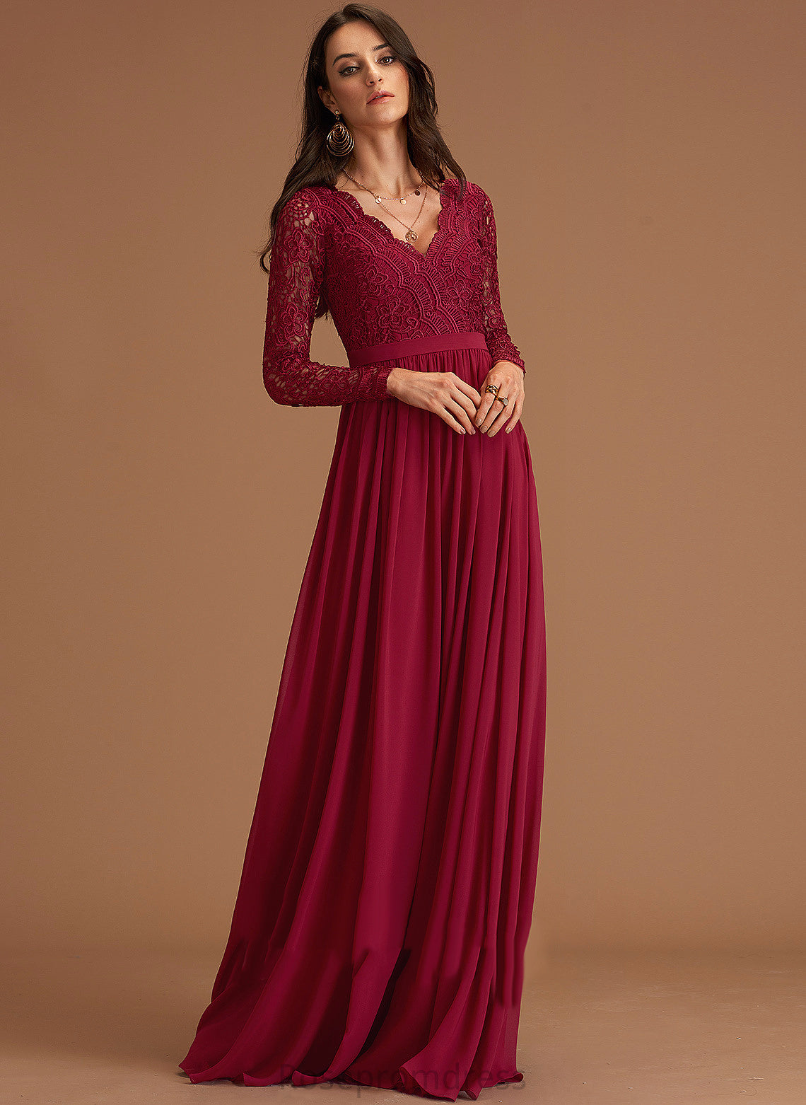 V-Neck Dresses A-line Essence Chiffon Formal Dresses