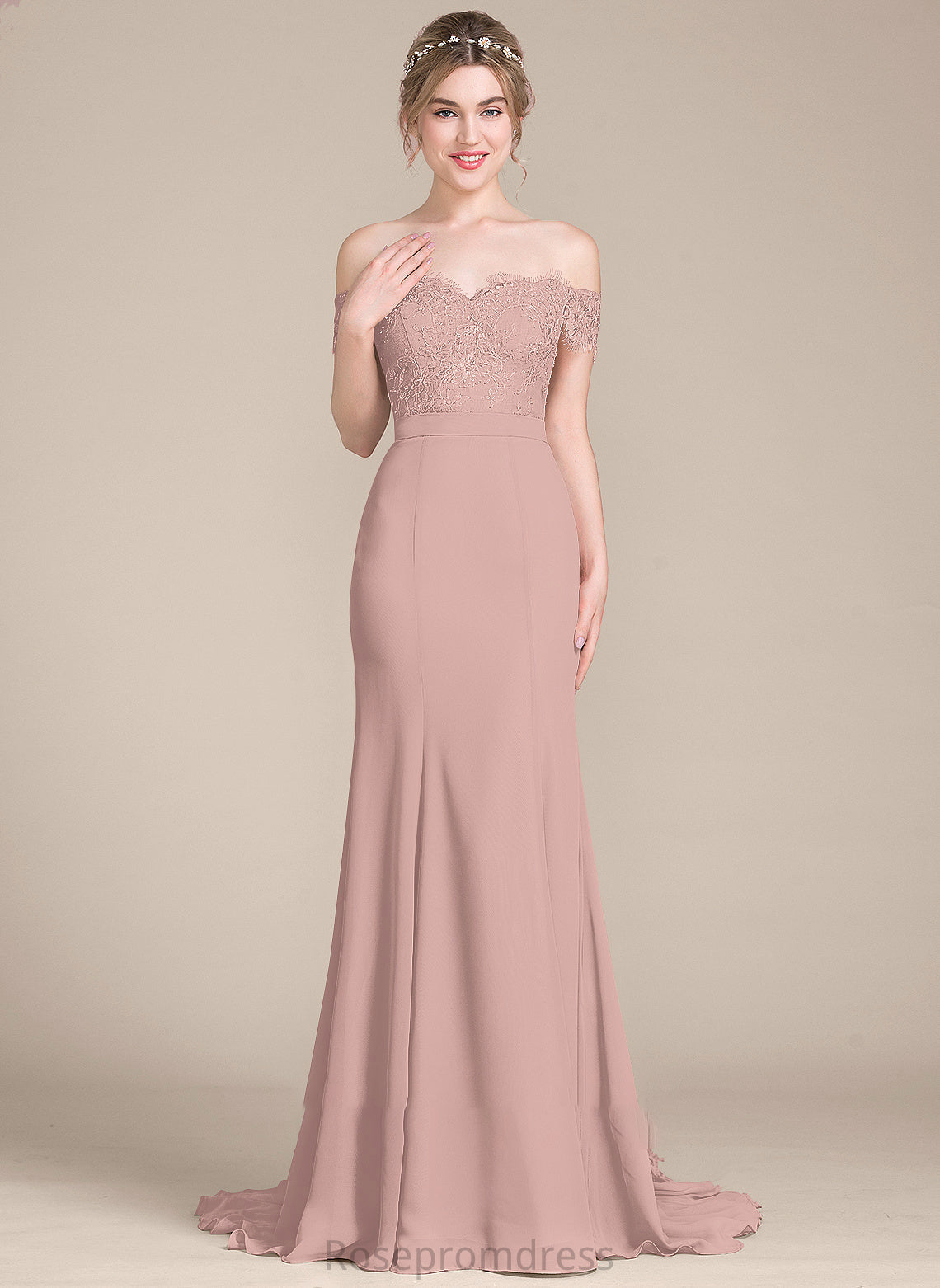 With Chiffon Sequins Winnie Off-the-Shoulder Lace Prom Dresses Train Court Trumpet/Mermaid