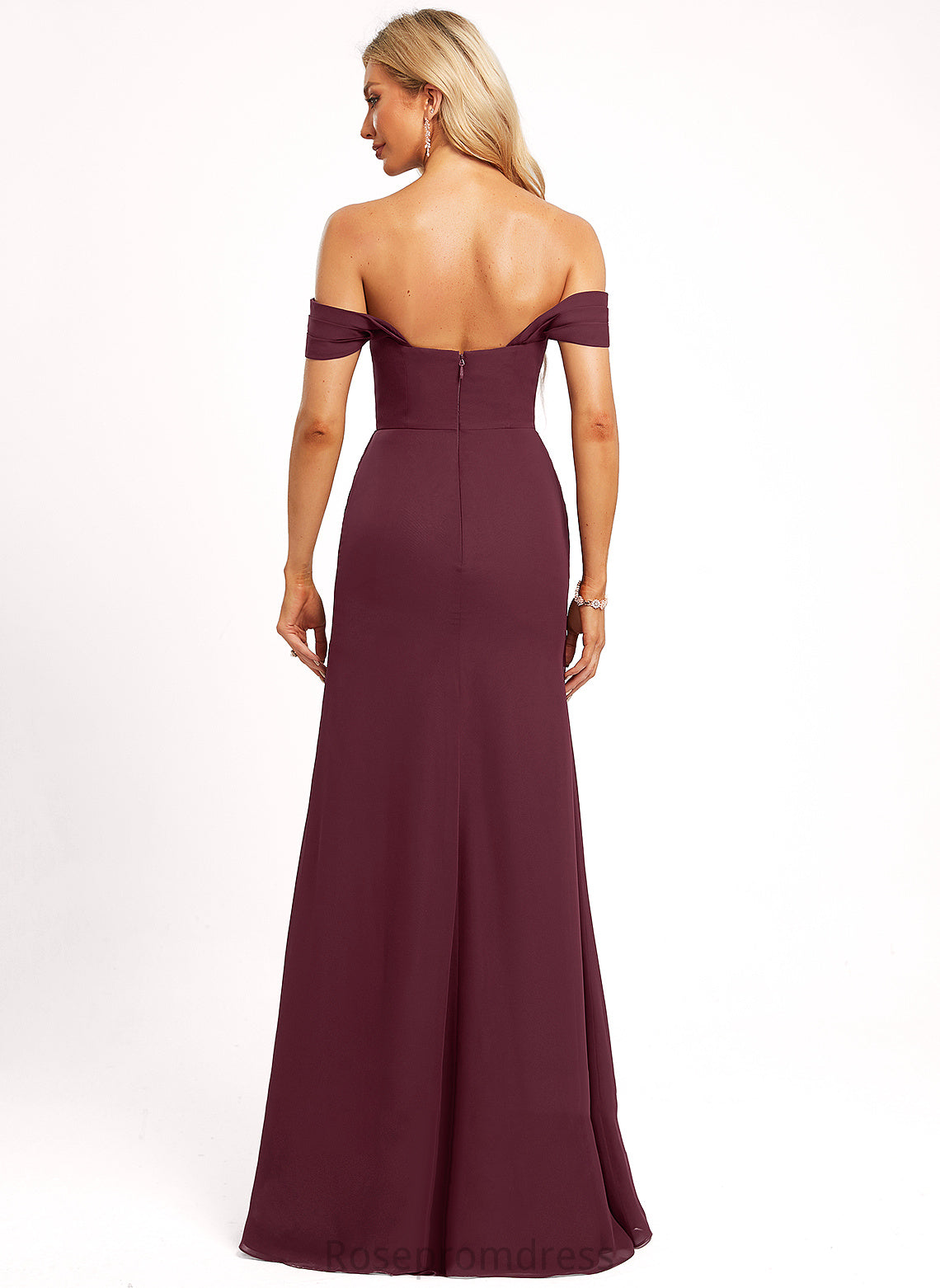 OfftheShoulder Neckline Floor-Length Length Straps&Sleeves A-line Fabric Silhouette Courtney Natural Waist Scoop A-Line/Princess Bridesmaid Dresses