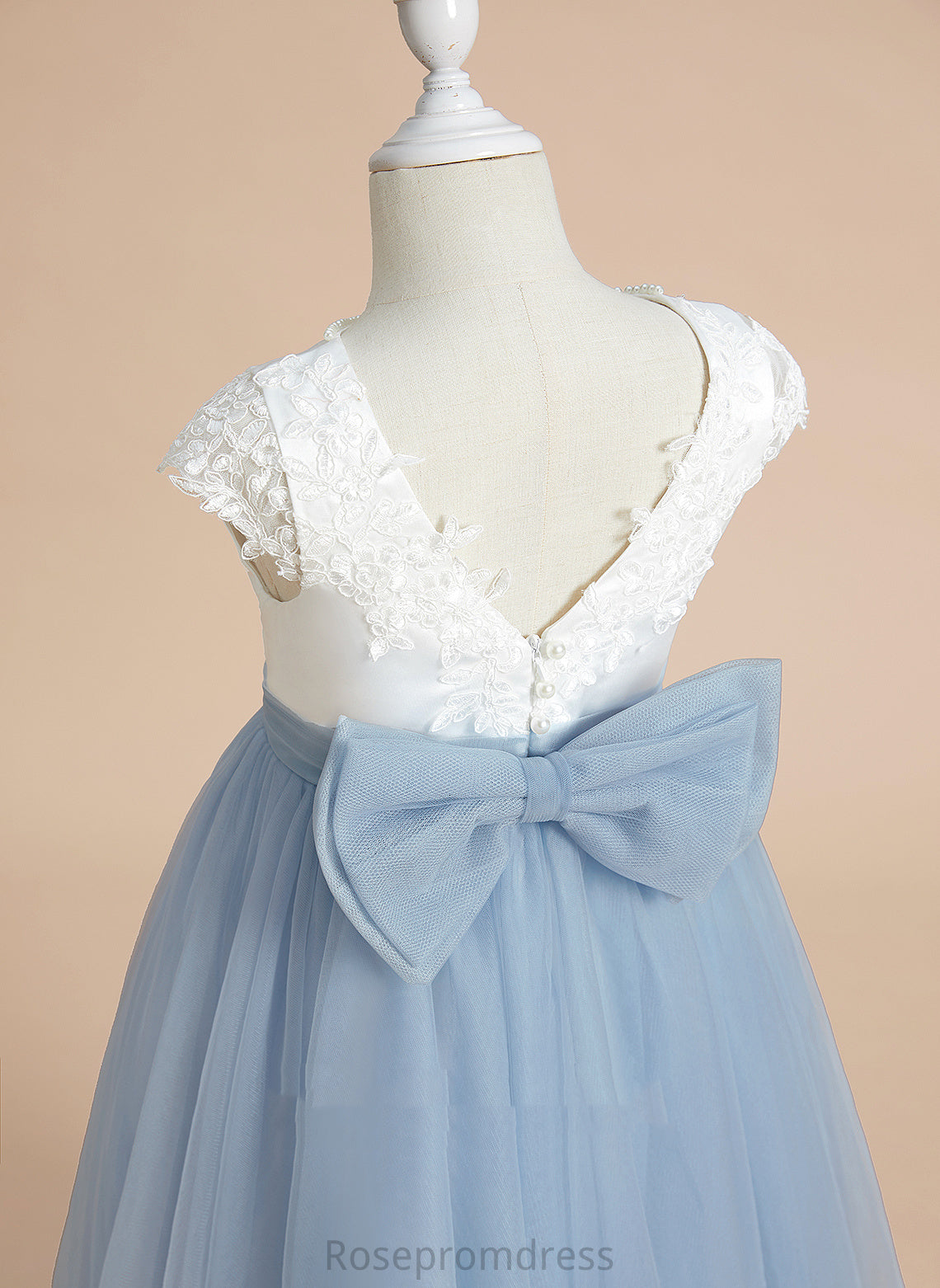 Neck Girl Satin/Tulle Scoop - A-Line Sleeveless Flower With Tea-length Lace/Bow(s) Flower Girl Dresses Dress America