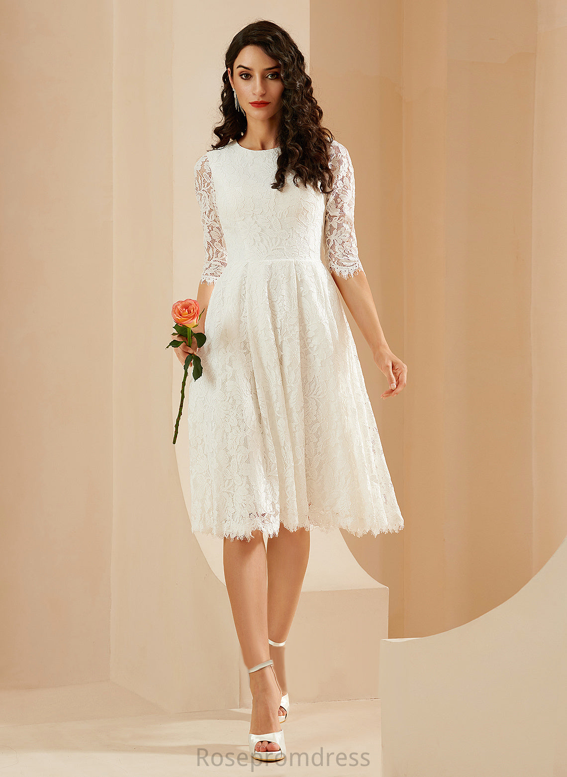 Dress Wedding A-Line Scoop Wedding Dresses Knee-Length Hedwig Lace