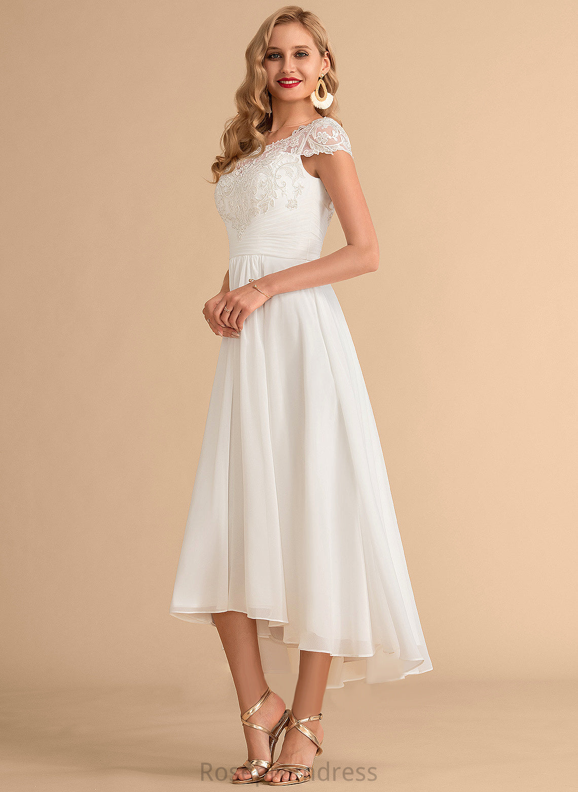 Wedding Kayden A-Line Scoop Chiffon Dress Lace Wedding Dresses Asymmetrical