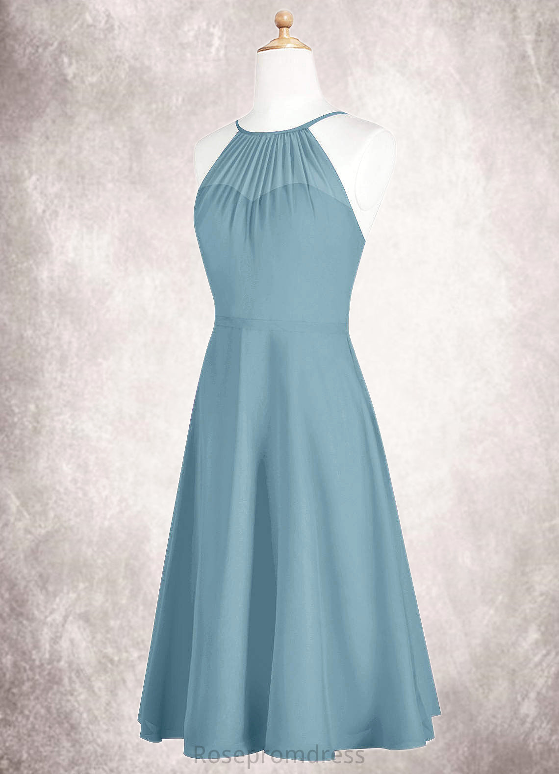 Lois A-Line Pleated Chiffon Knee-Length Junior Bridesmaid Dress SRSP0019980