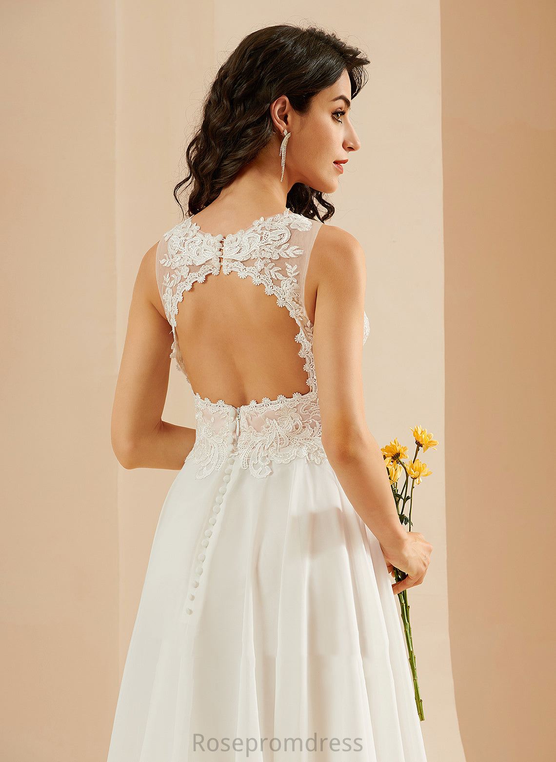 Wedding Dresses Dress A-Line Sequins Lace With Chiffon Knee-Length Melissa Wedding V-neck