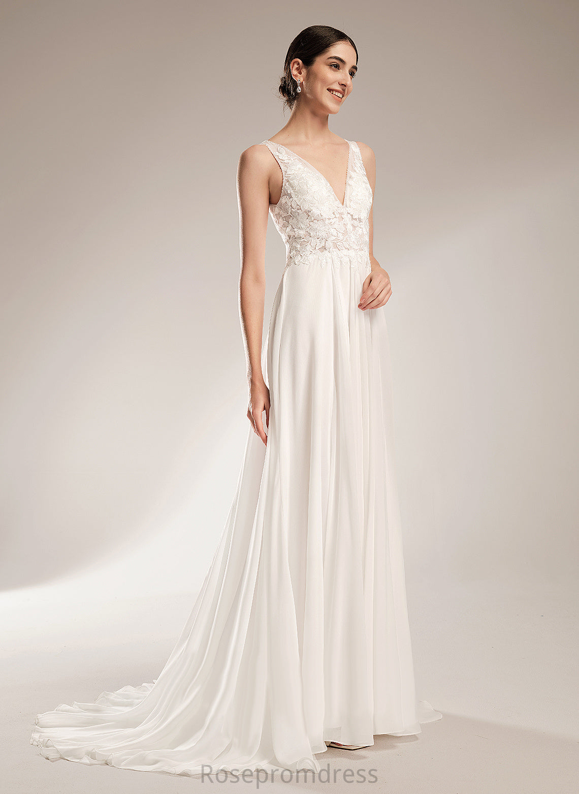 Wedding Dresses Beading Dress V-neck Chiffon Shyla Train Court Sequins Lace With A-Line Wedding