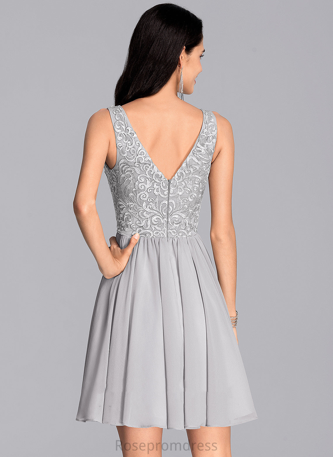 Dress Sequins Jenny V-neck Short/Mini With Chiffon Homecoming Dresses Homecoming A-Line Lace