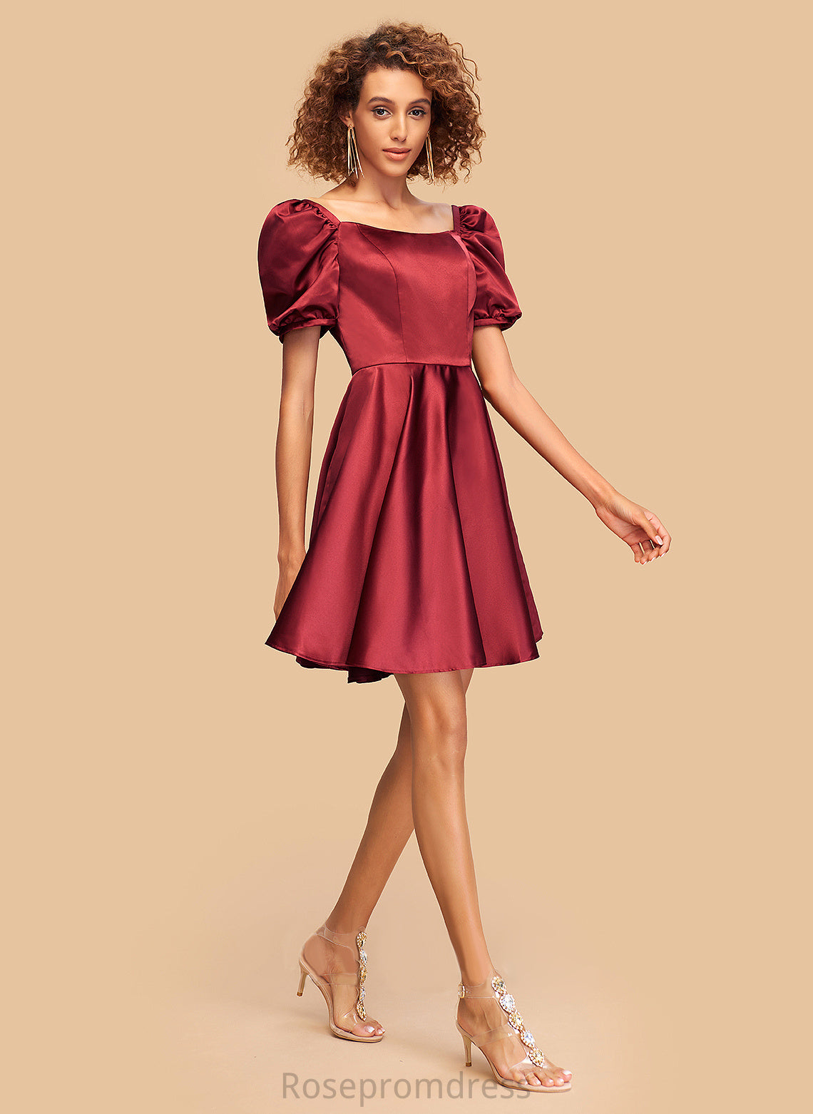 Short/Mini Maribel Dress Homecoming Dresses Homecoming Neckline Satin Square A-Line