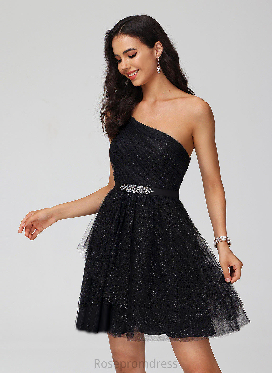 One-Shoulder With Homecoming Dresses Nylah Homecoming Short/Mini Tulle Dress Beading Sequins A-Line