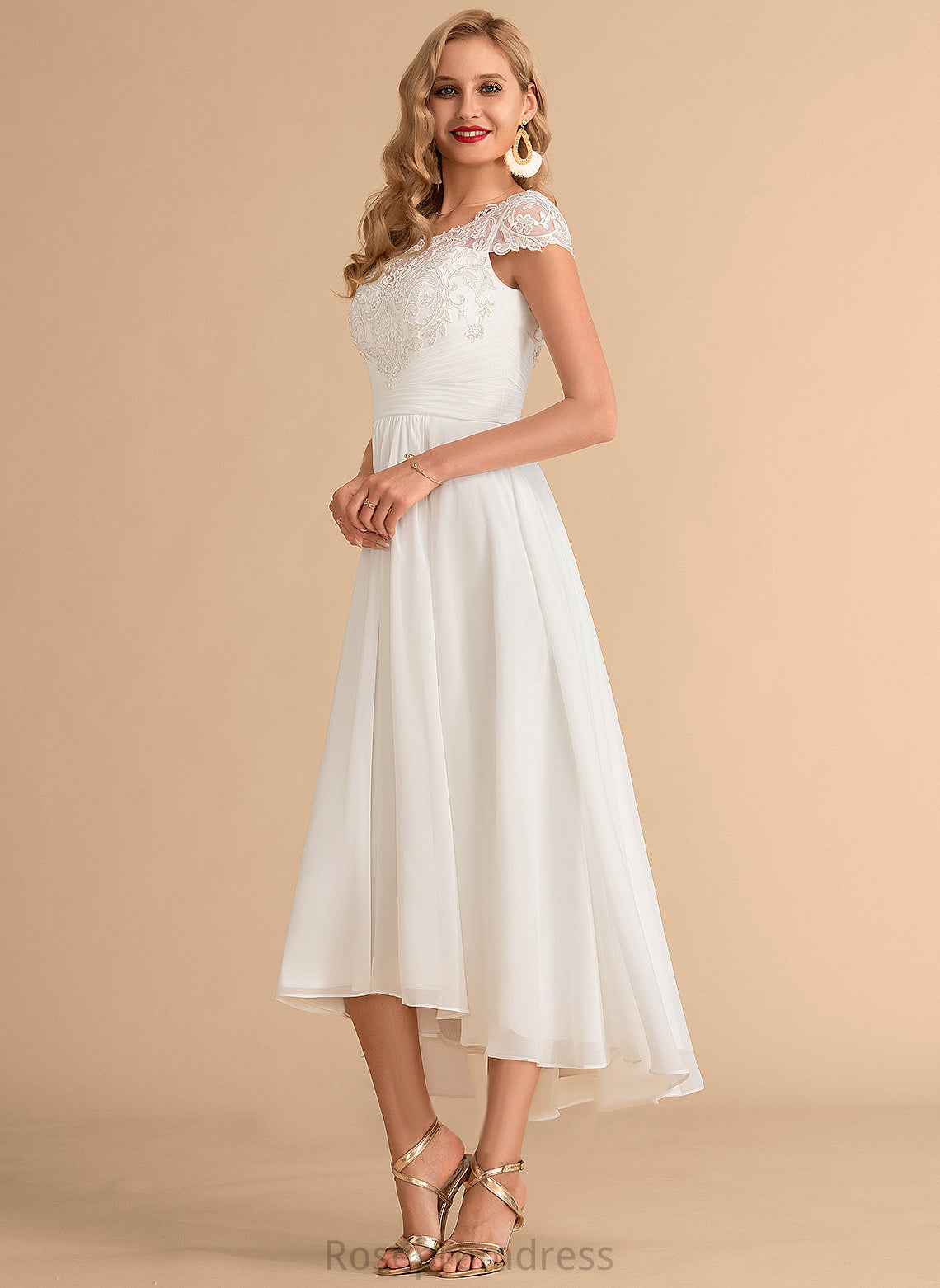 Lace Chiffon Wedding Neck Dress Wedding Dresses Scoop Asymmetrical Miya A-Line