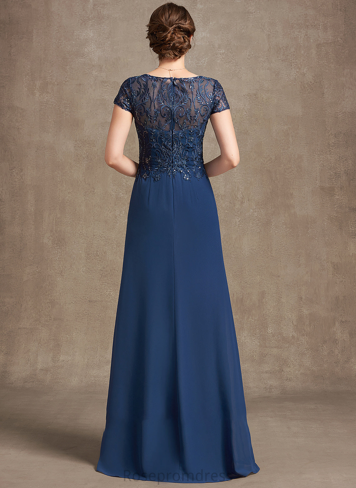 Lace the Aubree Bride Mother of the Bride Dresses Sequins A-Line Floor-Length With V-neck Mother of Chiffon Dress