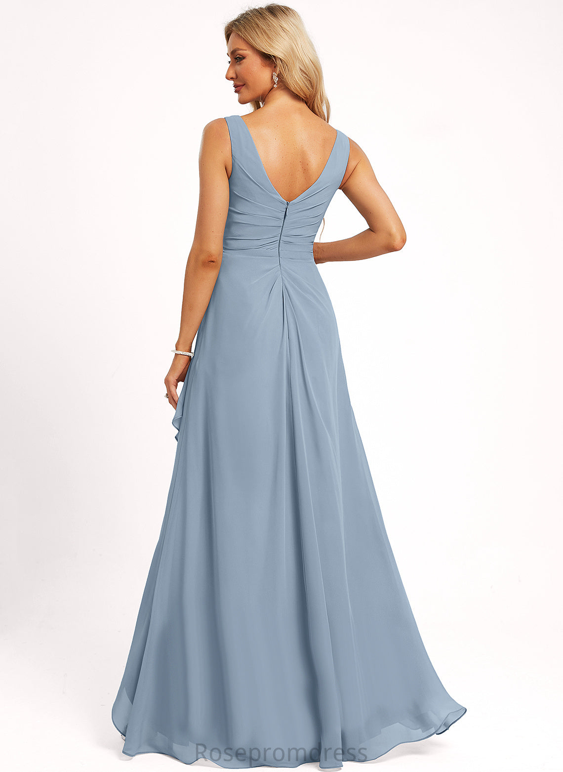 Neckline Asymmetrical V-Neck Length A-line Silhouette Fabric Straps&Sleeves Jewel Bridesmaid Dresses