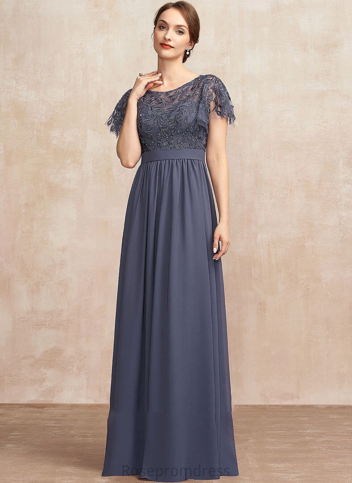 Mother of the Bride Dresses Mother Dress Scoop Neck Chiffon Nadia Sequins With Lace A-Line Bride the Floor-Length of