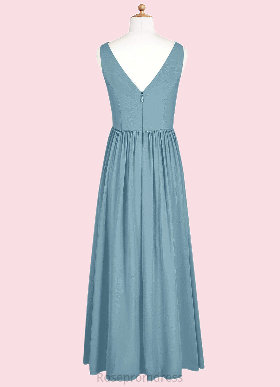 Esperanza A-Line Pleated Chiffon Floor-Length Junior Bridesmaid Dress SRSP0019971