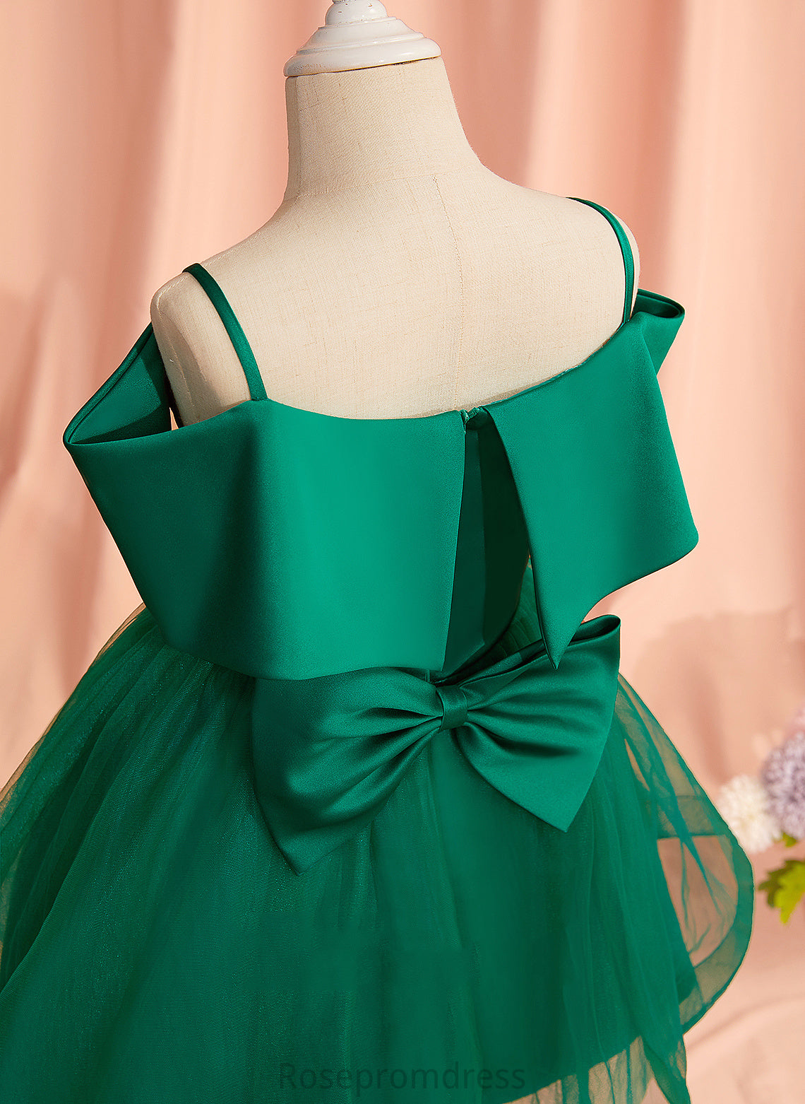 Flower Girl Dresses Dress Flower Off-the-Shoulder Satin/Tulle Knee-length A-Line With Bow(s) - Sleeveless Girl Priscilla