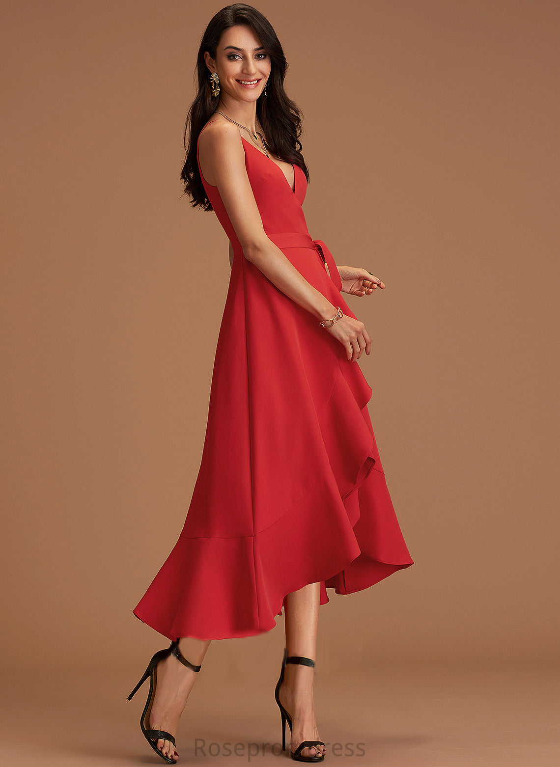 V-Neck Mandy Crepe Formal Dresses Dresses A-line Stretch