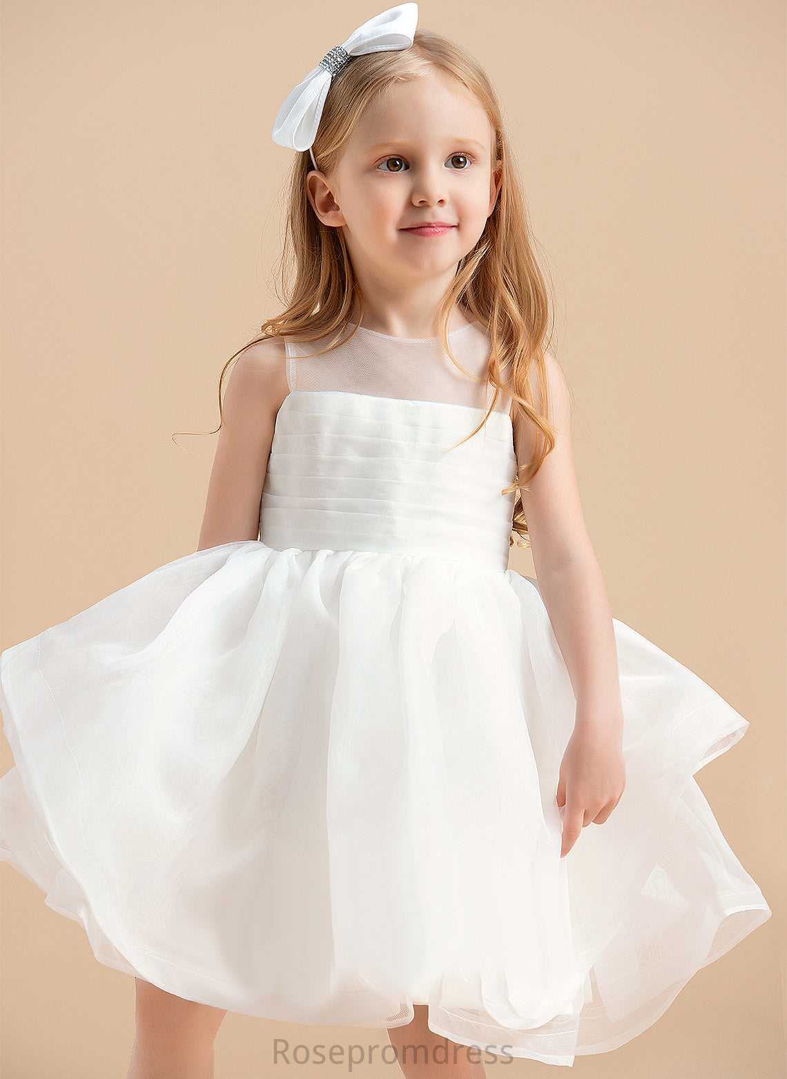 V Amira Scoop Flower Girl Dresses Knee-length Sleeveless Girl Back Flower Organza - Dress Ball-Gown/Princess With Neck