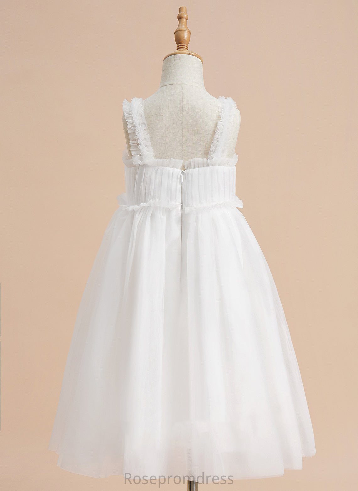 Sleeveless Knee-length Tulle A-Line Kelly Square Neckline Flower Girl Dresses - Girl Dress Flower