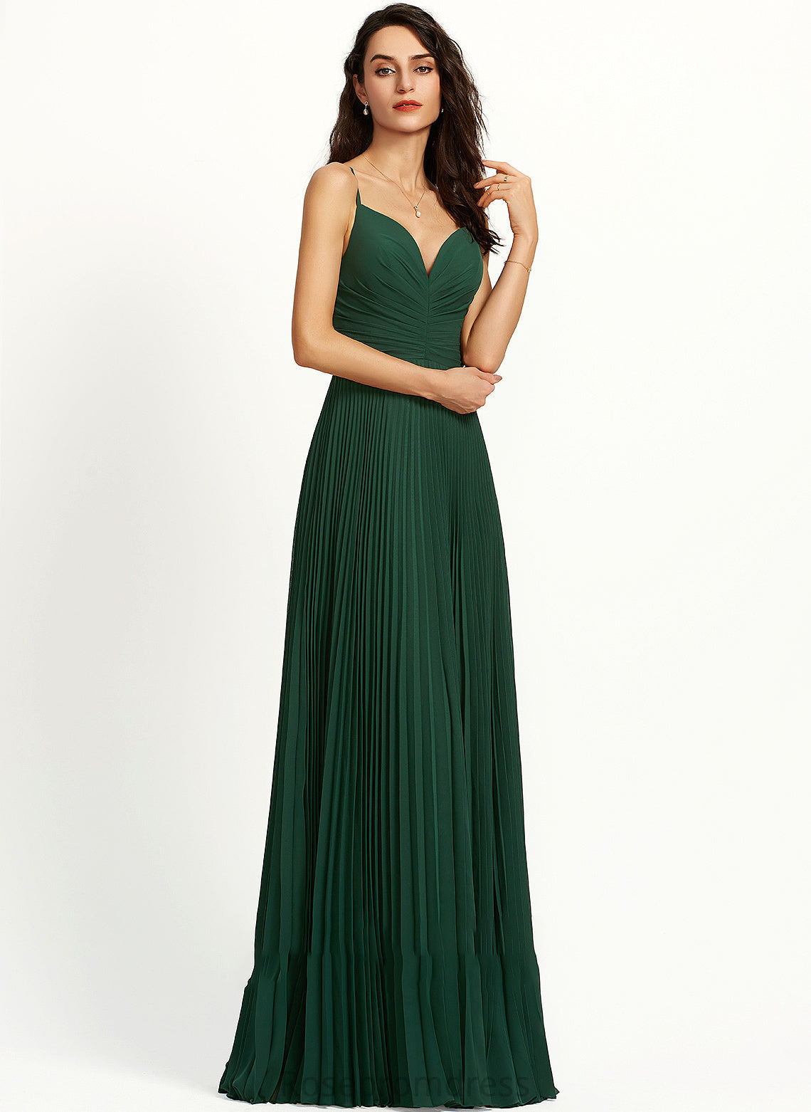 Prom Dresses Pleated Corinne Floor-Length A-Line V-neck With