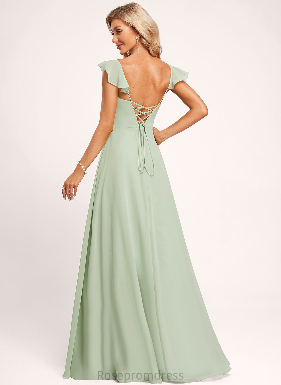 Silhouette Fabric Floor-Length A-line Neckline Length Straps&Sleeves V-Neck Daniela Sleeveless A-Line/Princess Spaghetti Staps Bridesmaid Dresses