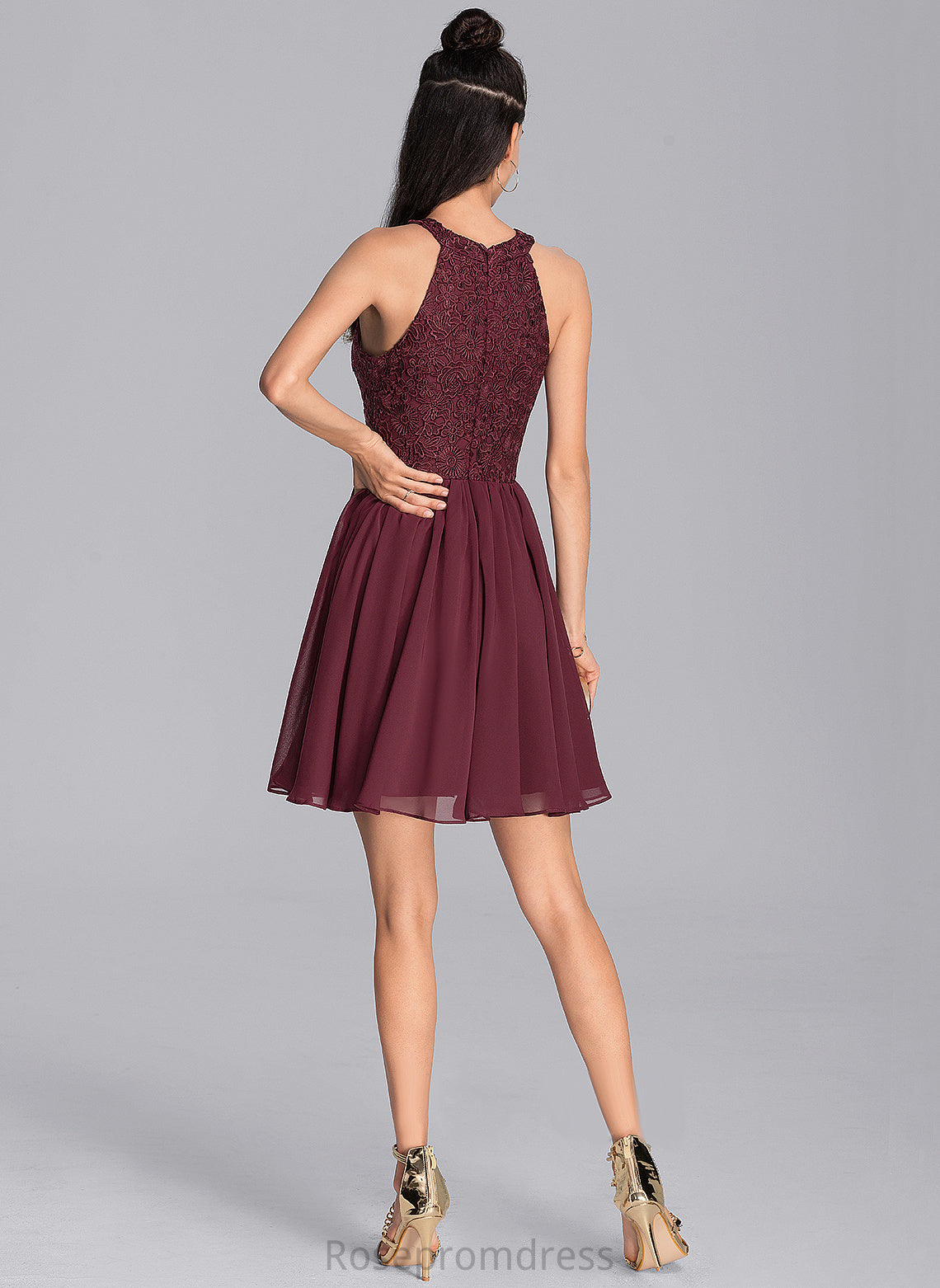 Chiffon Homecoming Dresses Scoop Dress Lace With Hillary Homecoming Short/Mini Neck A-Line