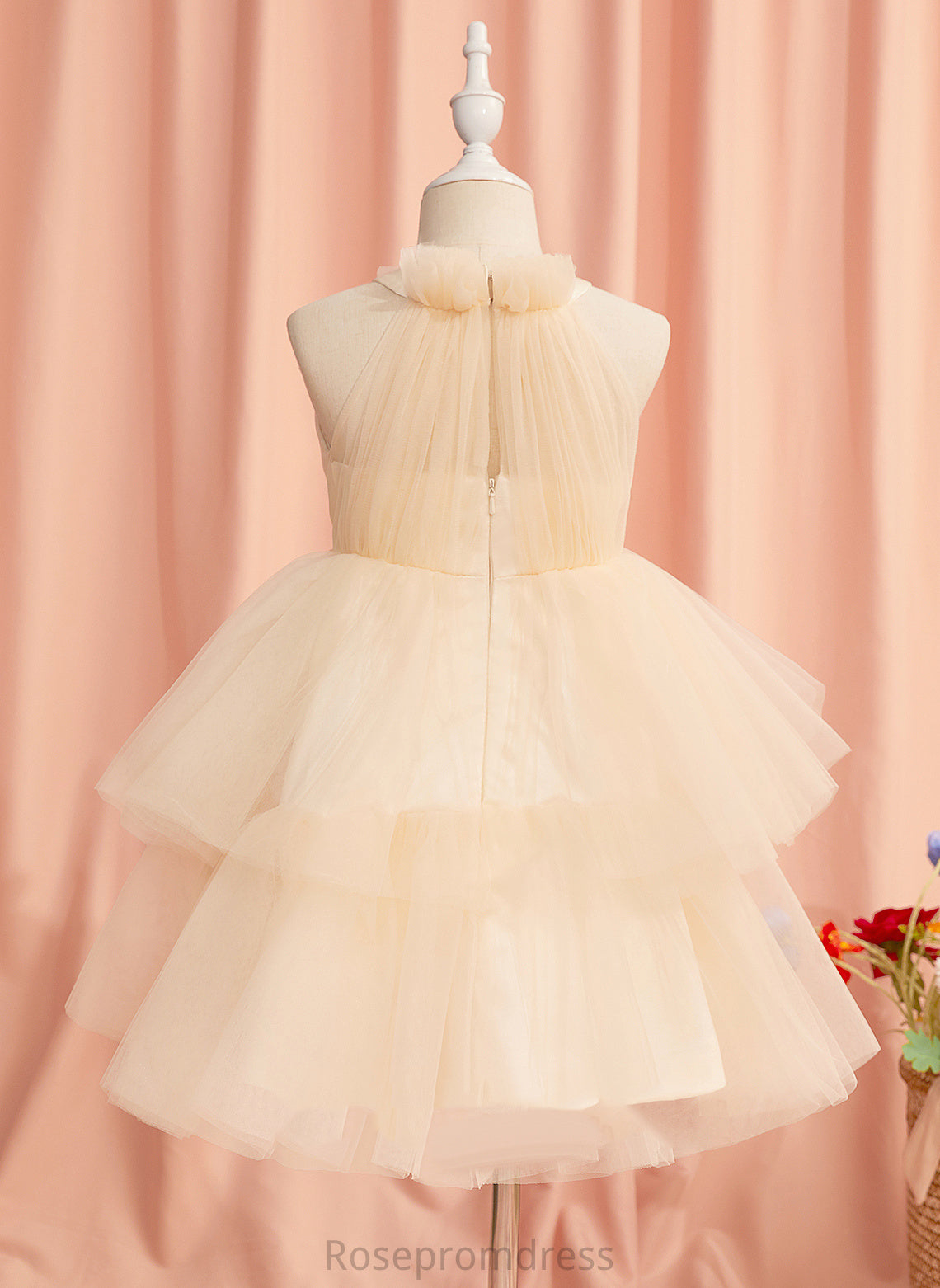 Dress Sleeveless High Tulle Mareli - Ball-Gown/Princess Flower Girl Dresses Neck Knee-length Rhinestone Flower With Girl