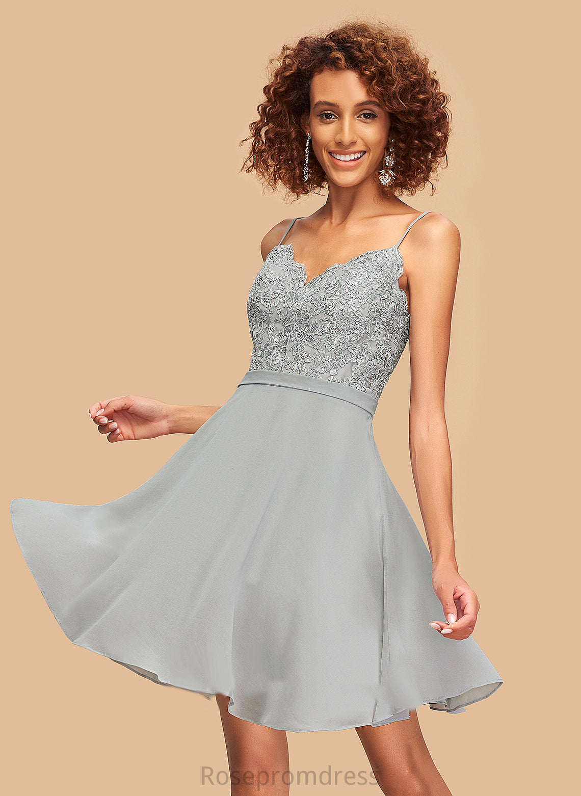 A-Line Homecoming Dresses Jasmin Short/Mini With Homecoming V-neck Beading Dress Chiffon Lace