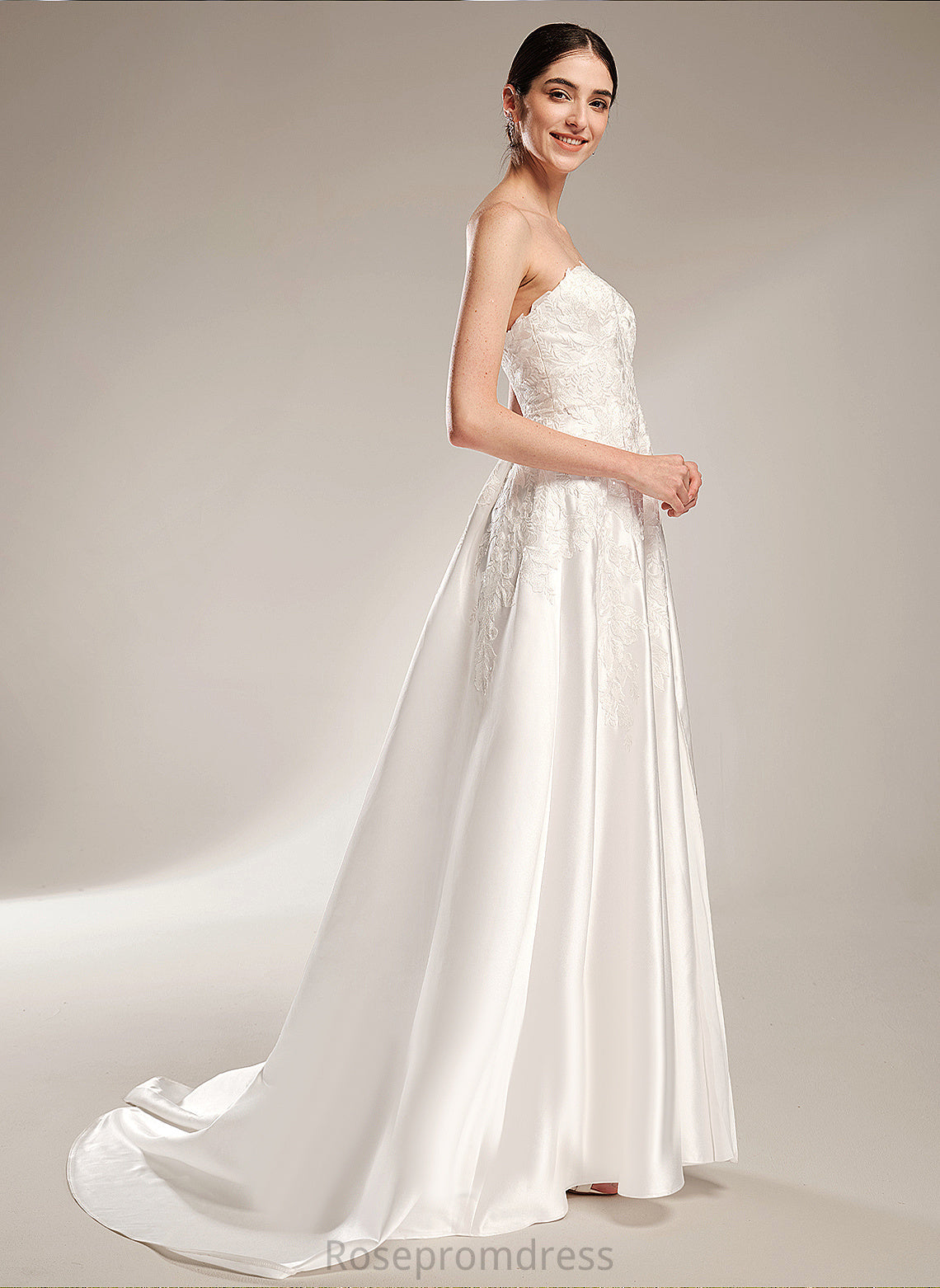 Wedding Kendal Front Satin Ball-Gown/Princess Chapel Sweetheart Wedding Dresses Lace Train Split With Dress