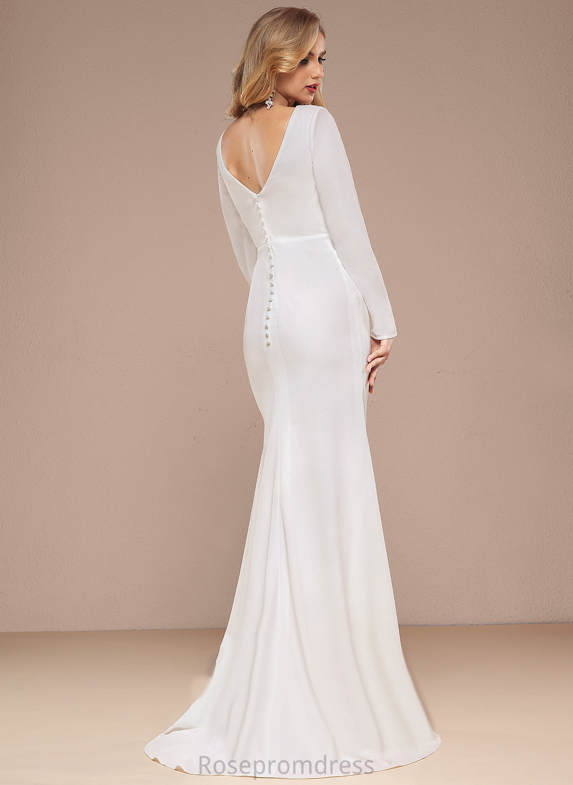 Wedding V-neck Chiffon Train Wedding Dresses Hayley Sweep A-Line Dress