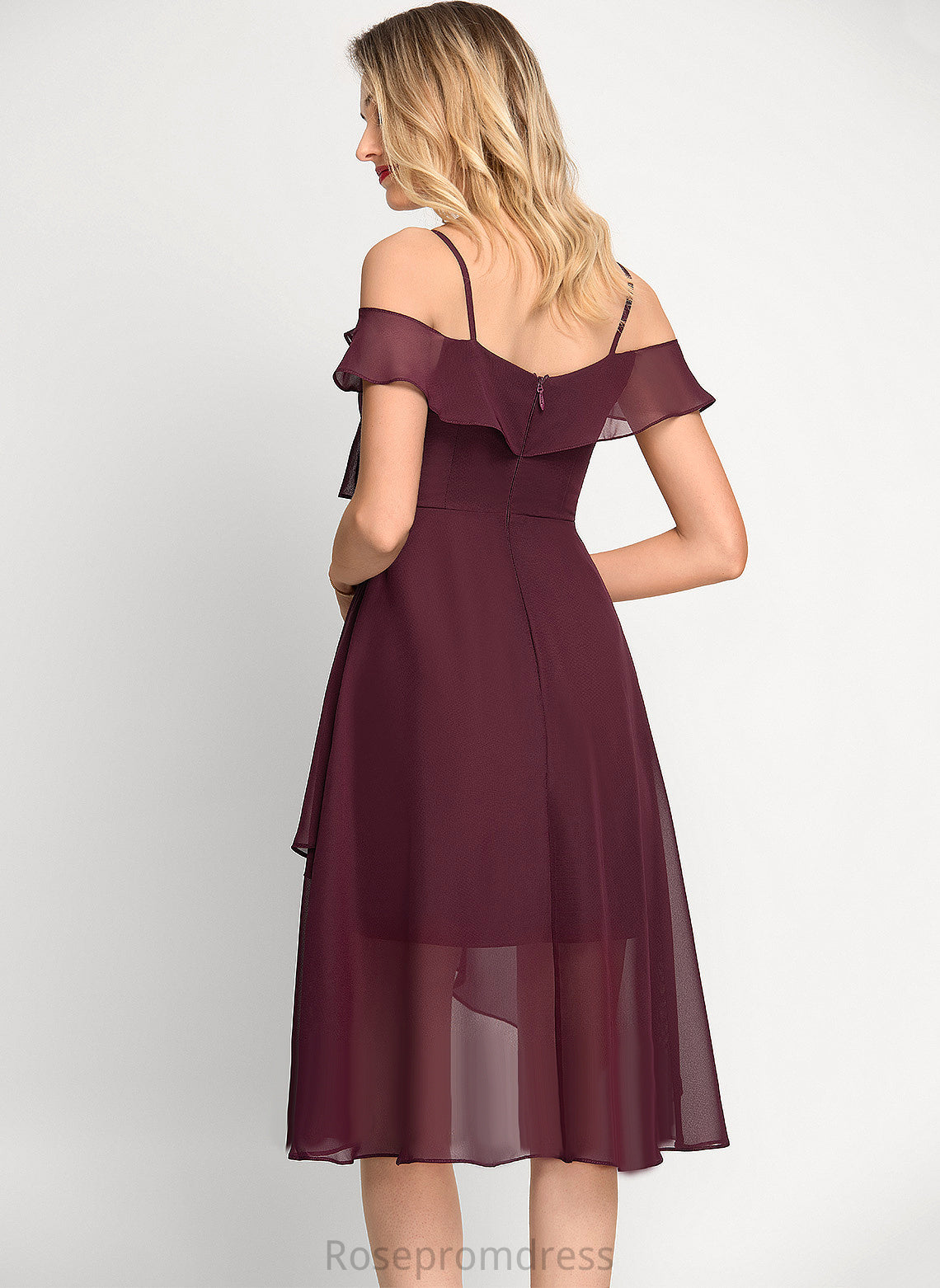 Aliya A-Line Cocktail Dresses Dress Cocktail Asymmetrical Chiffon Off-the-Shoulder