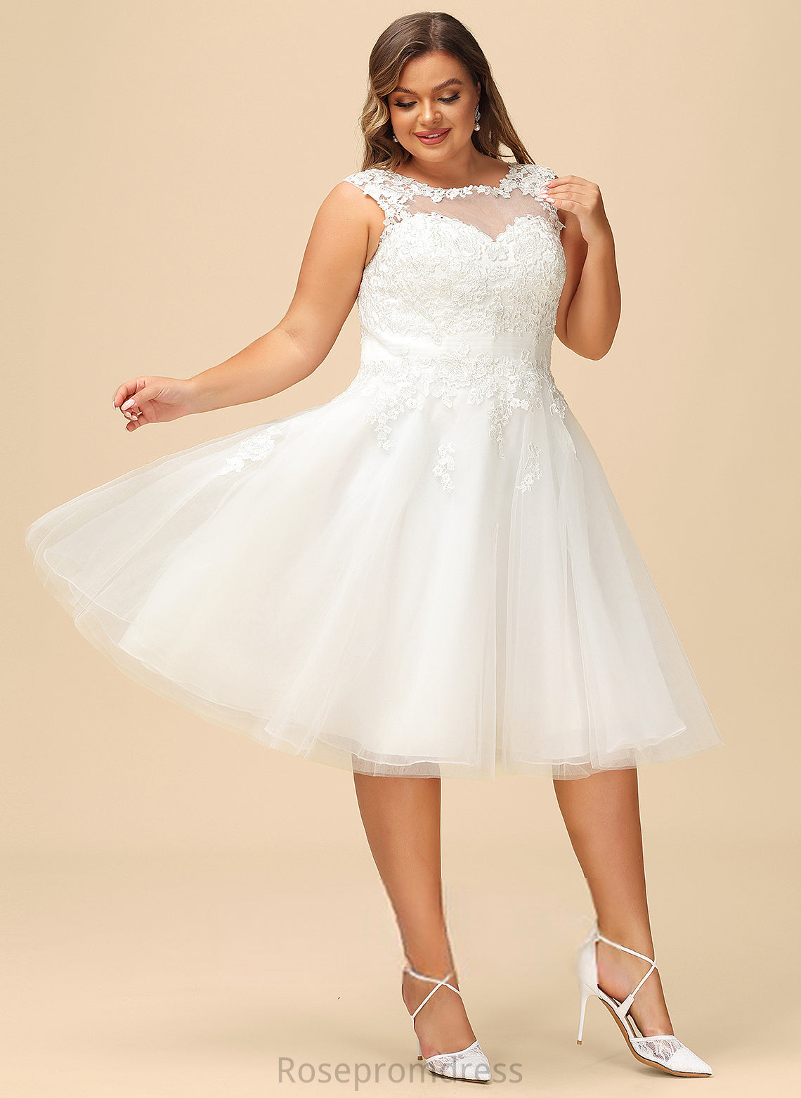 Ruffle Wedding Cailyn A-Line Illusion Lace Tulle Asymmetrical With Dress Wedding Dresses