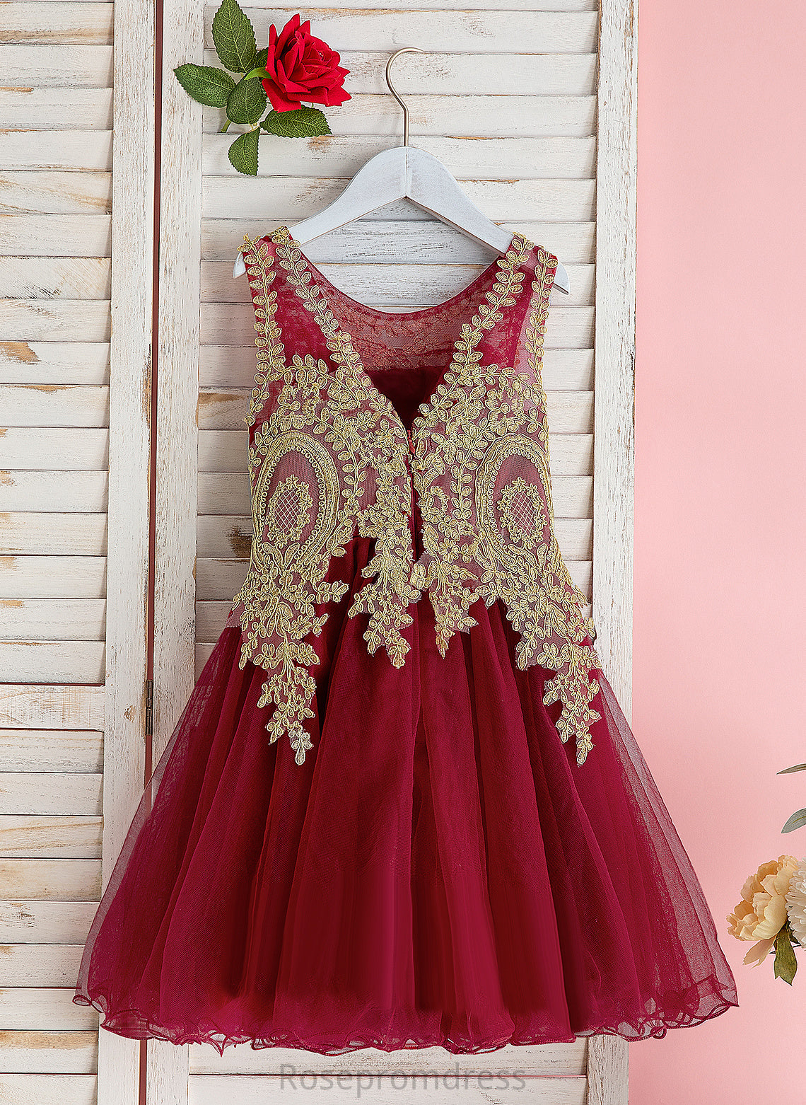 Dress Tulle Flower Girl Dresses Flower Lace Knee-length A-Line Scoop Sleeveless - With Girl Neck Carly