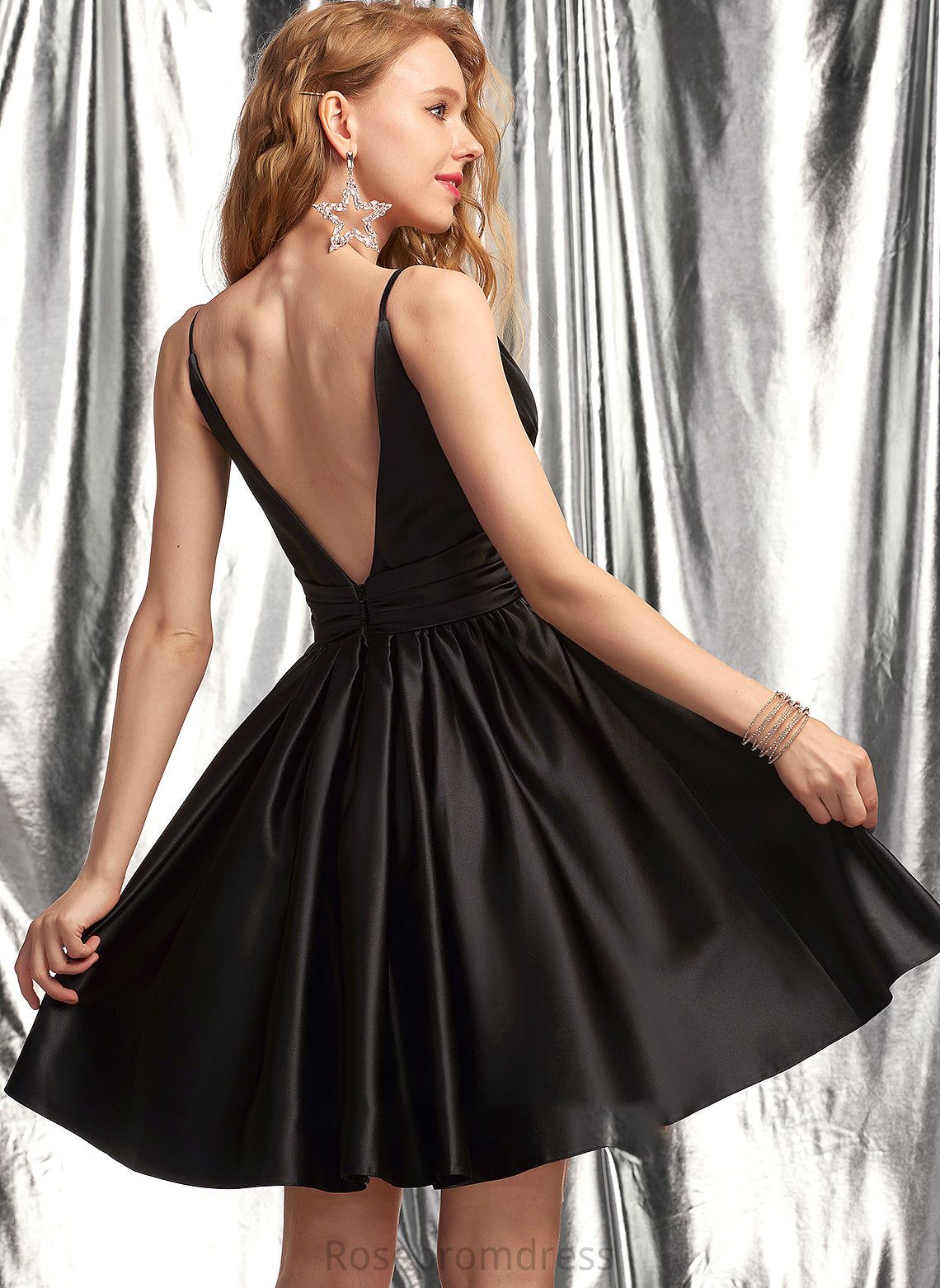 Prom Dresses Satin A-Line V-neck Annabella Short/Mini