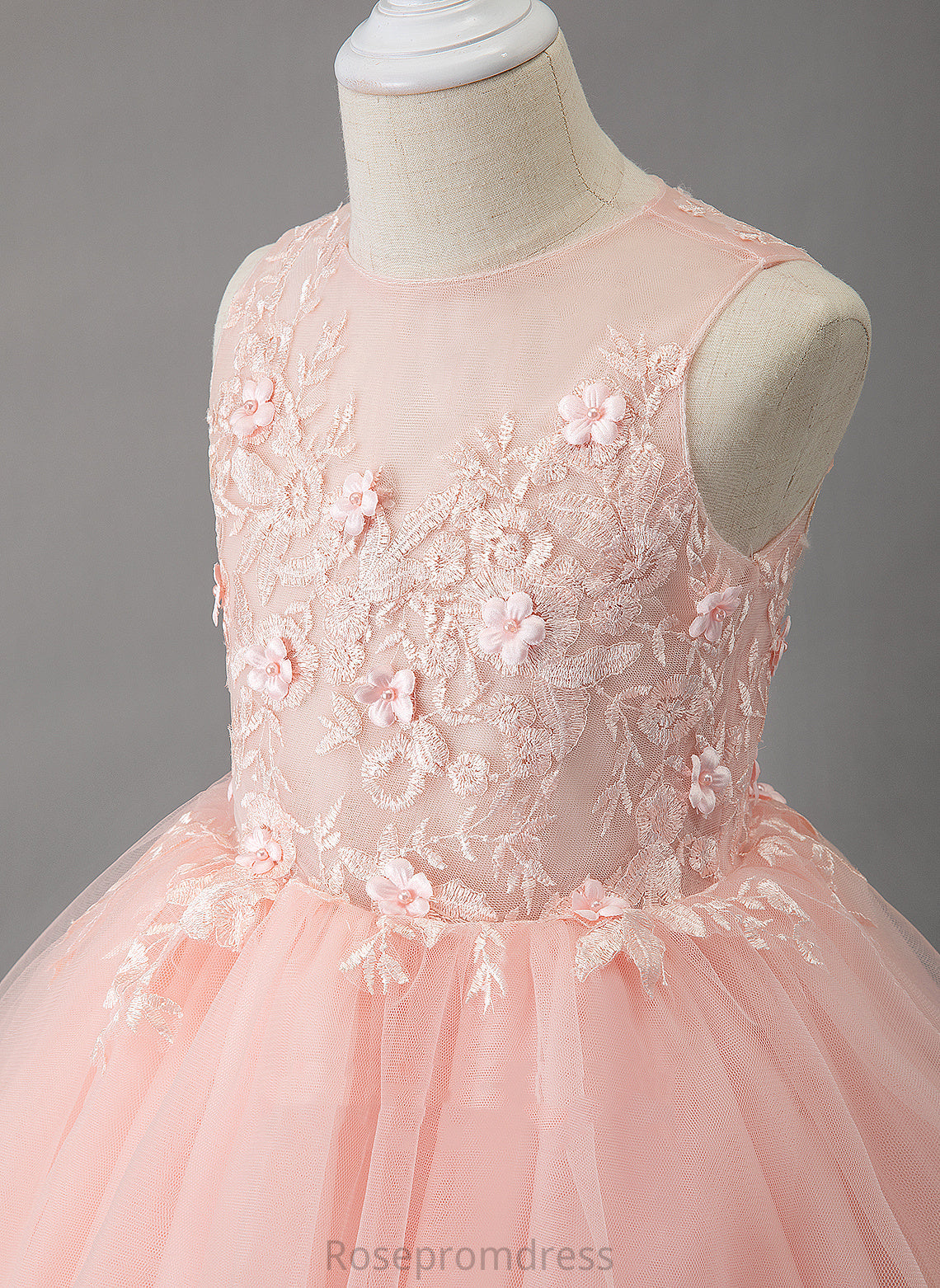 Neck Lace/Beading Flower Girl Dresses Knee-length Flower Rebecca Scoop Sleeveless With Girl Ball-Gown/Princess - Dress Tulle/Lace