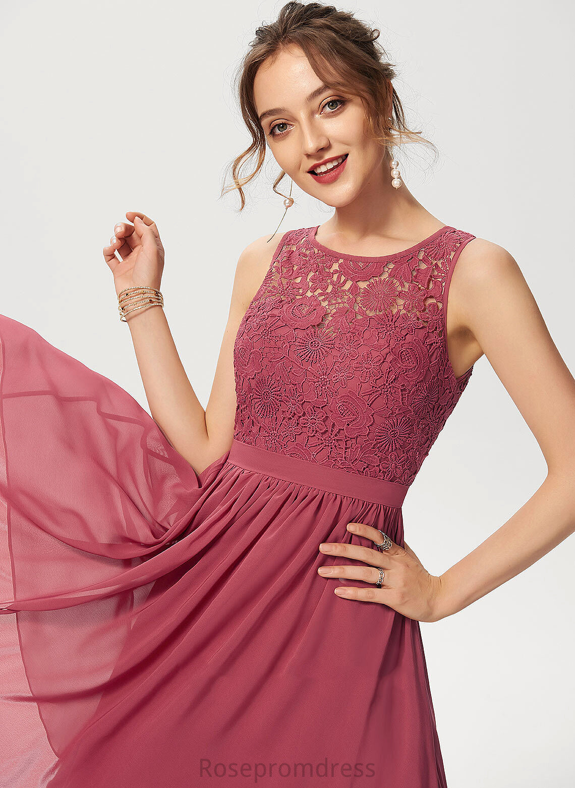 Dress Joan Knee-Length Chiffon Cocktail Scoop Cocktail Dresses Lace A-Line Neck