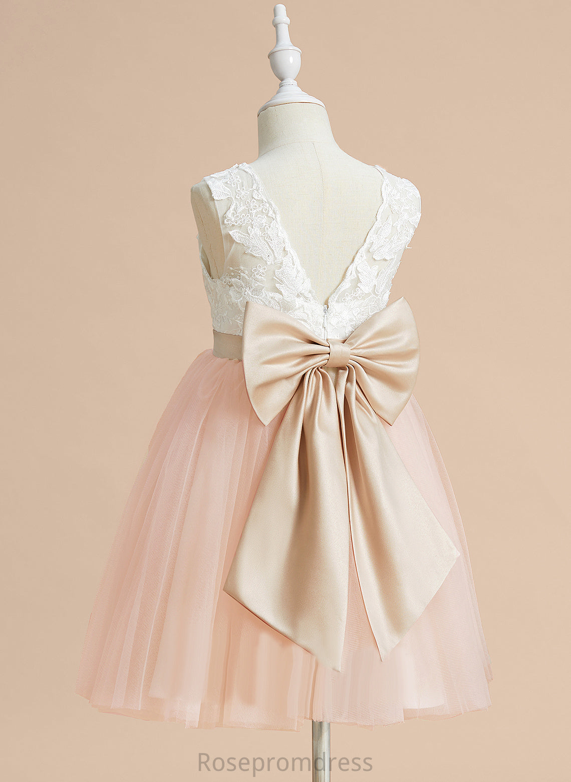 Tulle/Lace With Girl Dress Flower Margaret A-Line - Scoop Neck Flower Girl Dresses Knee-length Bow(s) Sleeveless