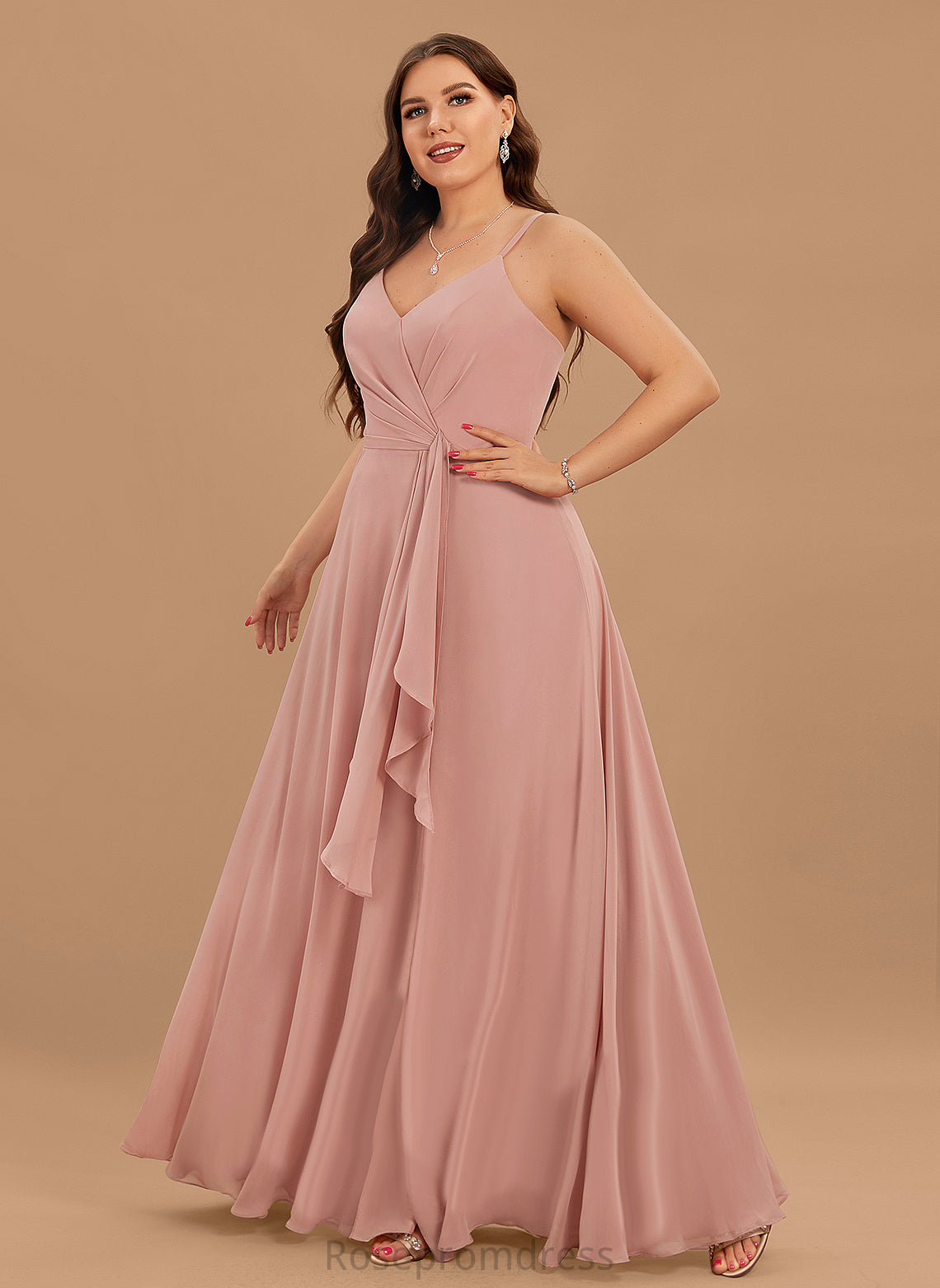 Length Fabric Straps&Sleeves Floor-Length Neckline Silhouette A-line V-Neck Nevaeh Natural Waist Floor Length A-Line/Princess Bridesmaid Dresses