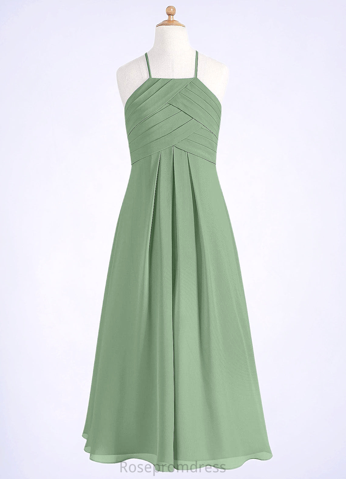 Florence A-Line Pleated Chiffon Floor-Length Junior Bridesmaid Dress SRSP0019989