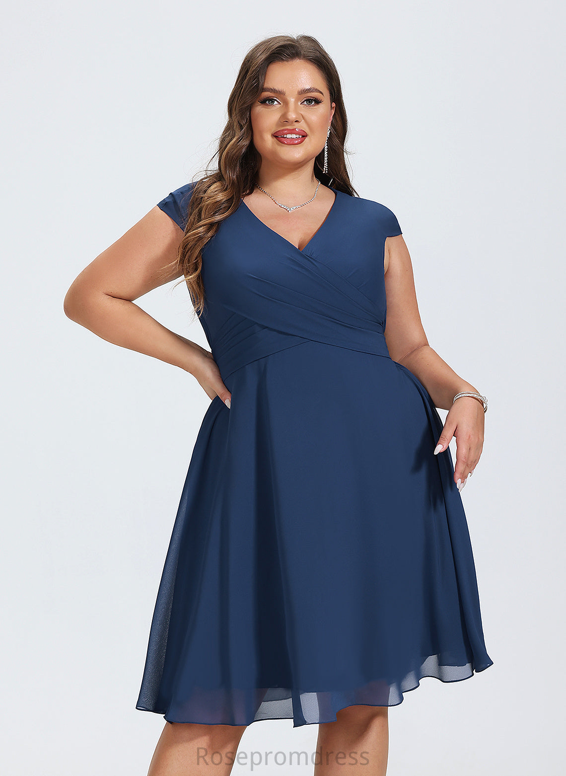 Elsie Formal Dresses A-line V-Neck Dresses Chiffon