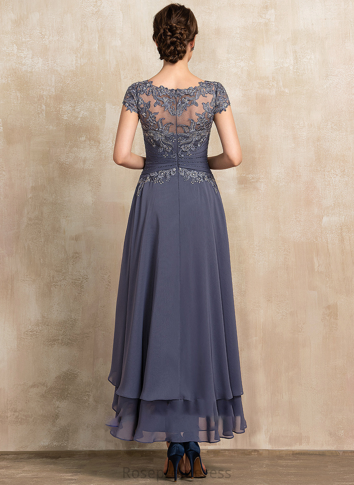 of A-Line With Neck Bride Lace Chiffon Beading the Asymmetrical Mother of the Bride Dresses Mother Dress Kaitlynn Scoop