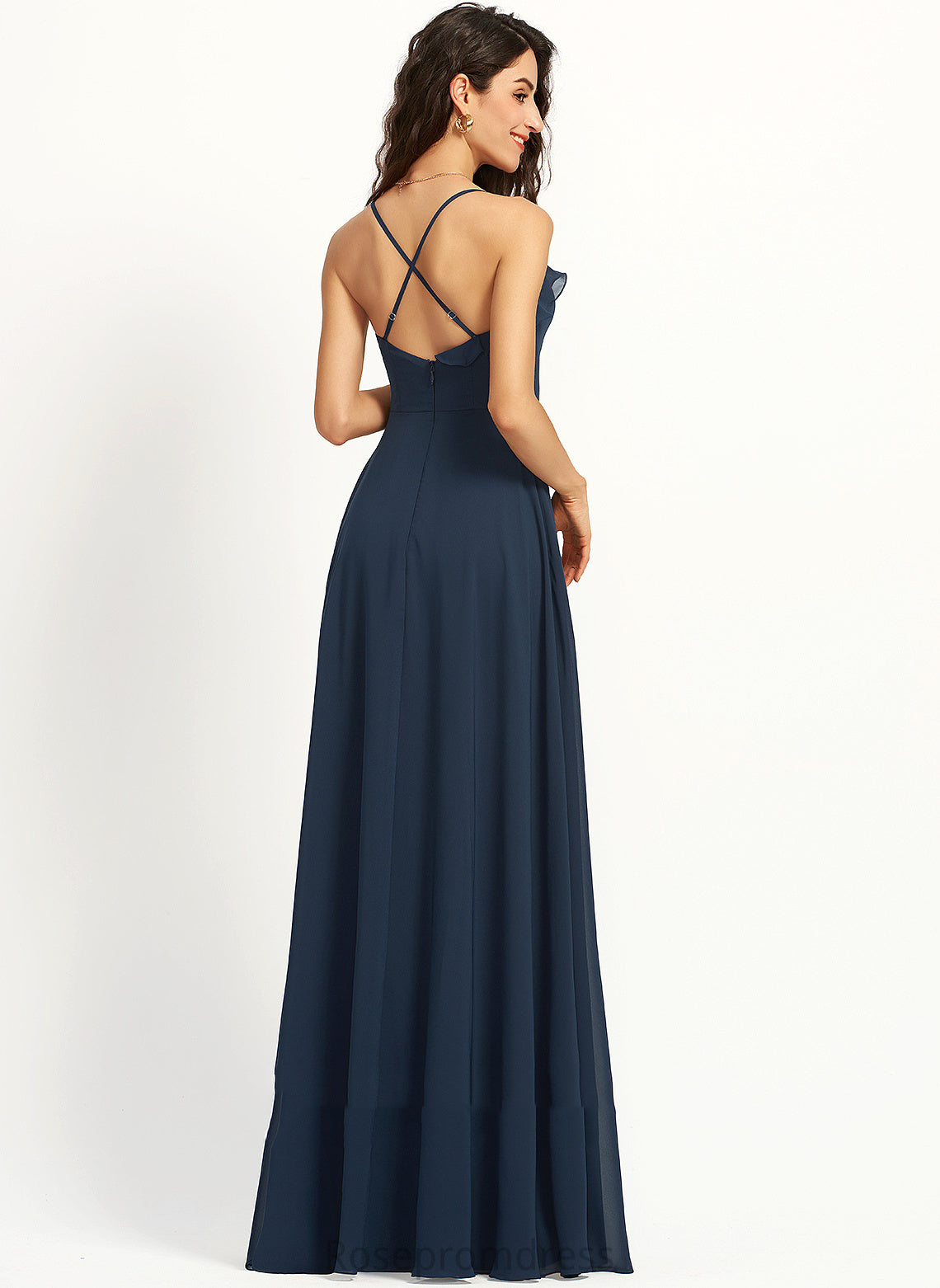 Silhouette V-neck A-Line Embellishment Neckline SplitFront Length Fabric Floor-Length Brooklyn Bridesmaid Dresses