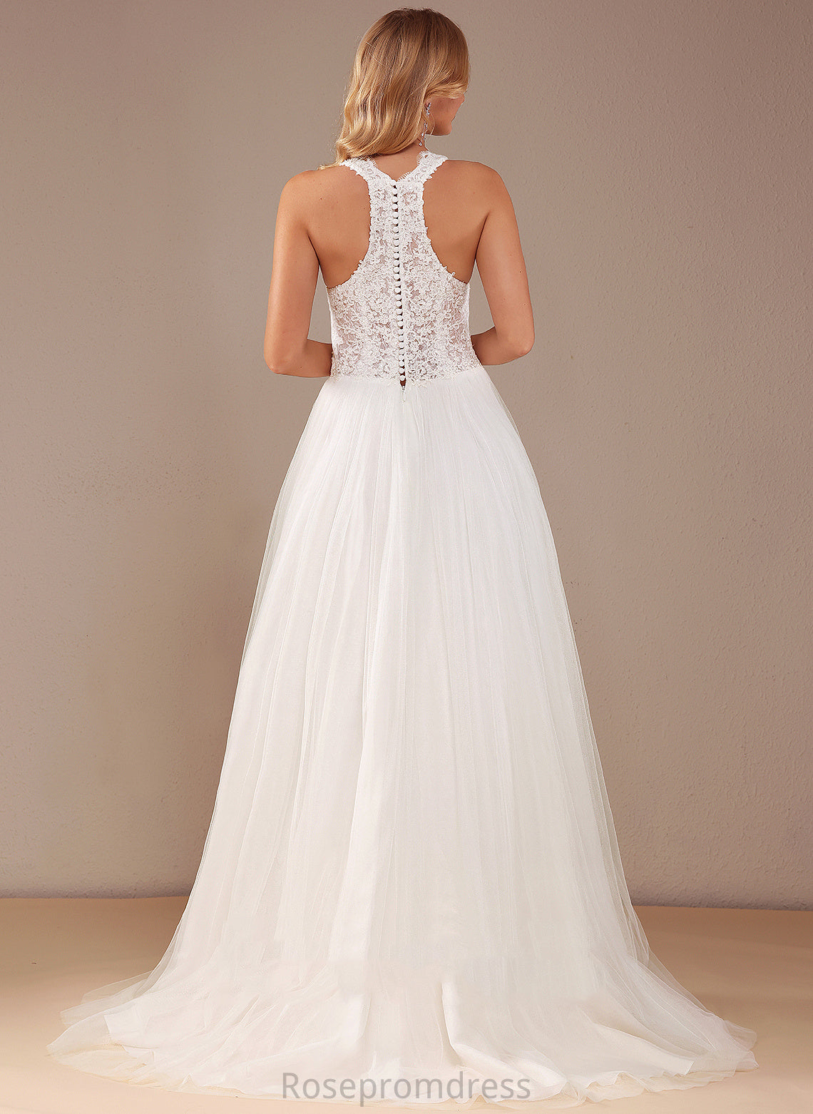 Ball-Gown/Princess V-neck Sequins Lace Wedding Dresses Norah Court Dress With Wedding Tulle Train Lace