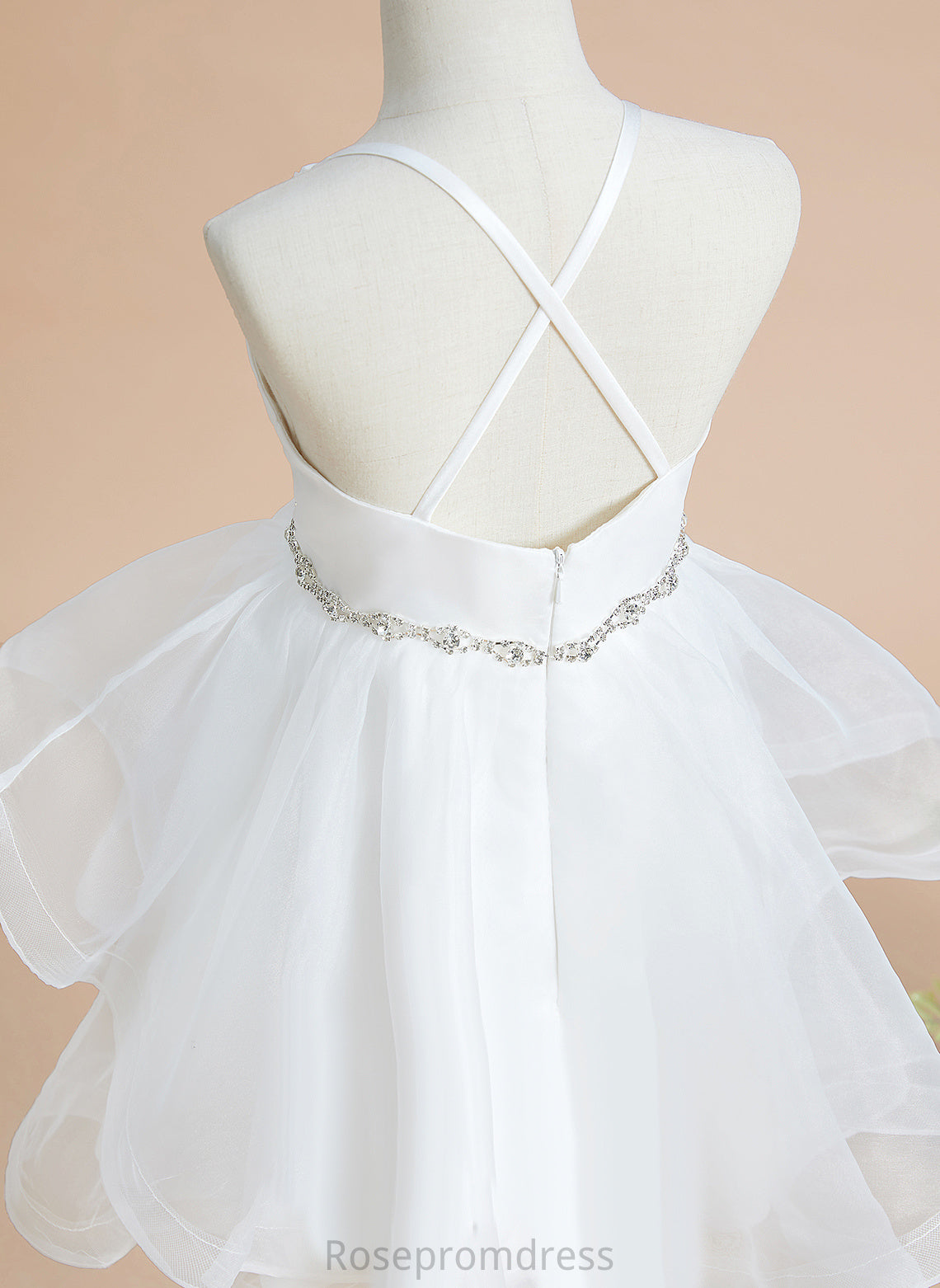 Dress - Knee-length Macy Neckline Square Tulle A-Line Girl Flower Girl Dresses Flower Beading With Sleeveless