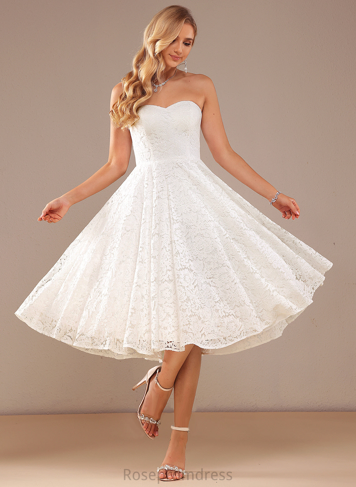 Cassandra A-Line Dress Lace Wedding Sweetheart Knee-Length Wedding Dresses