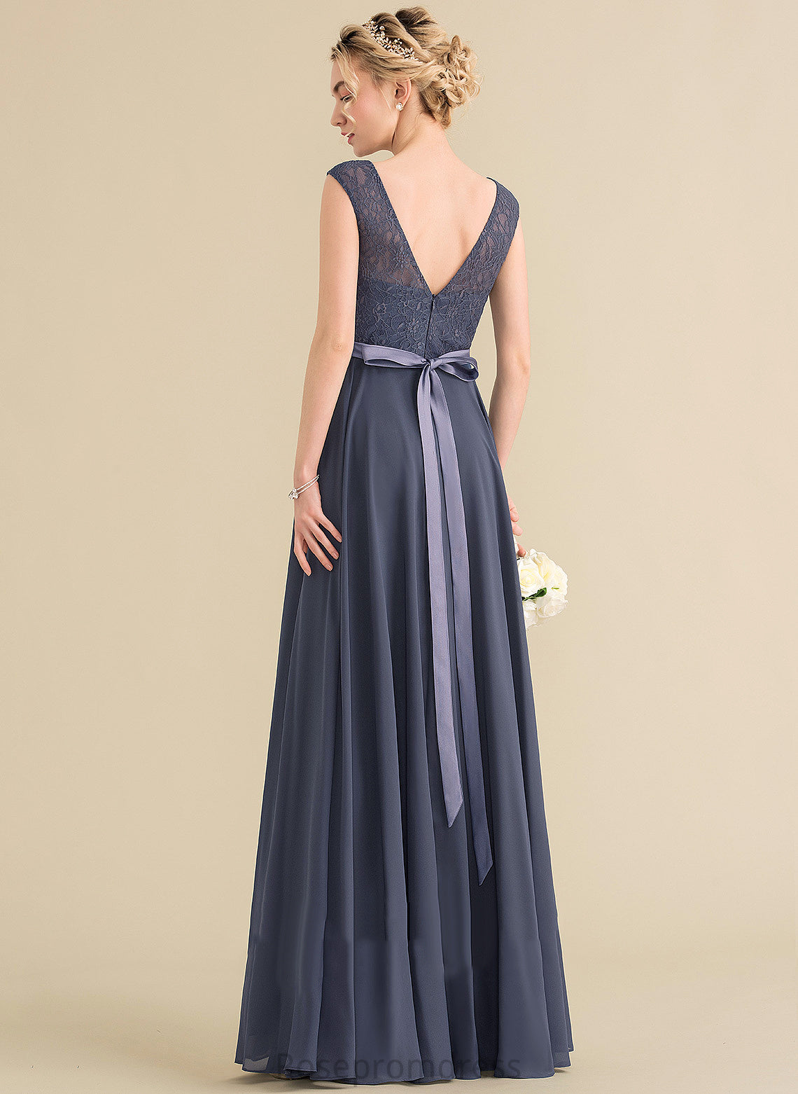 Fabric Floor-Length Length A-Line Neckline Bow(s) ScoopNeck Embellishment Silhouette Lauren Floor Length Natural Waist Bridesmaid Dresses